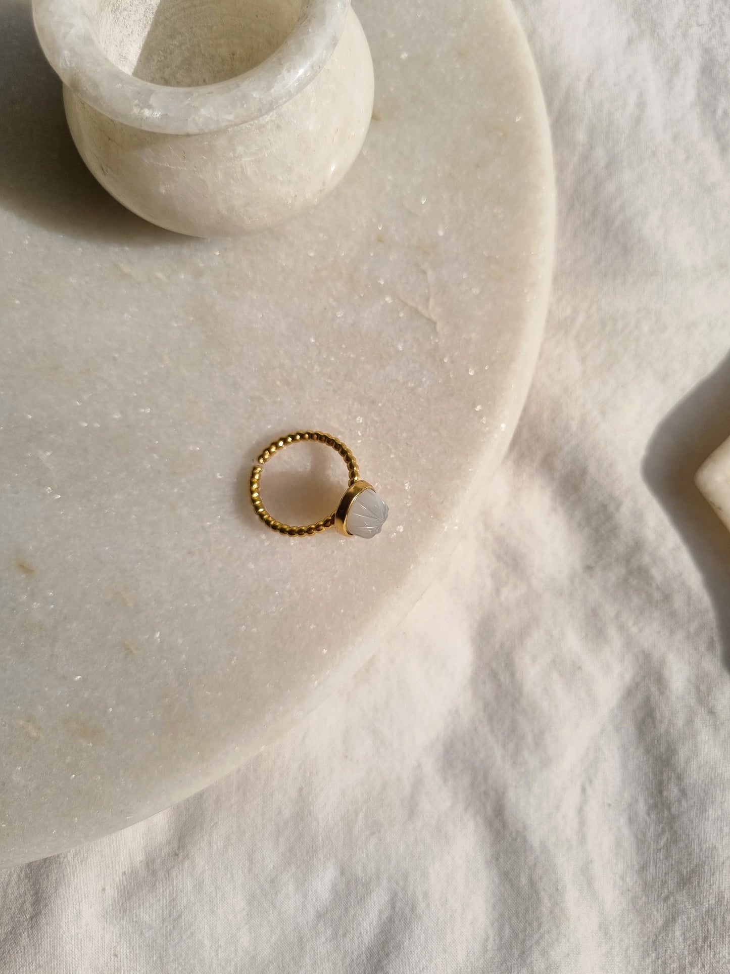 agam- White Moonstone Oval Venus Ring
