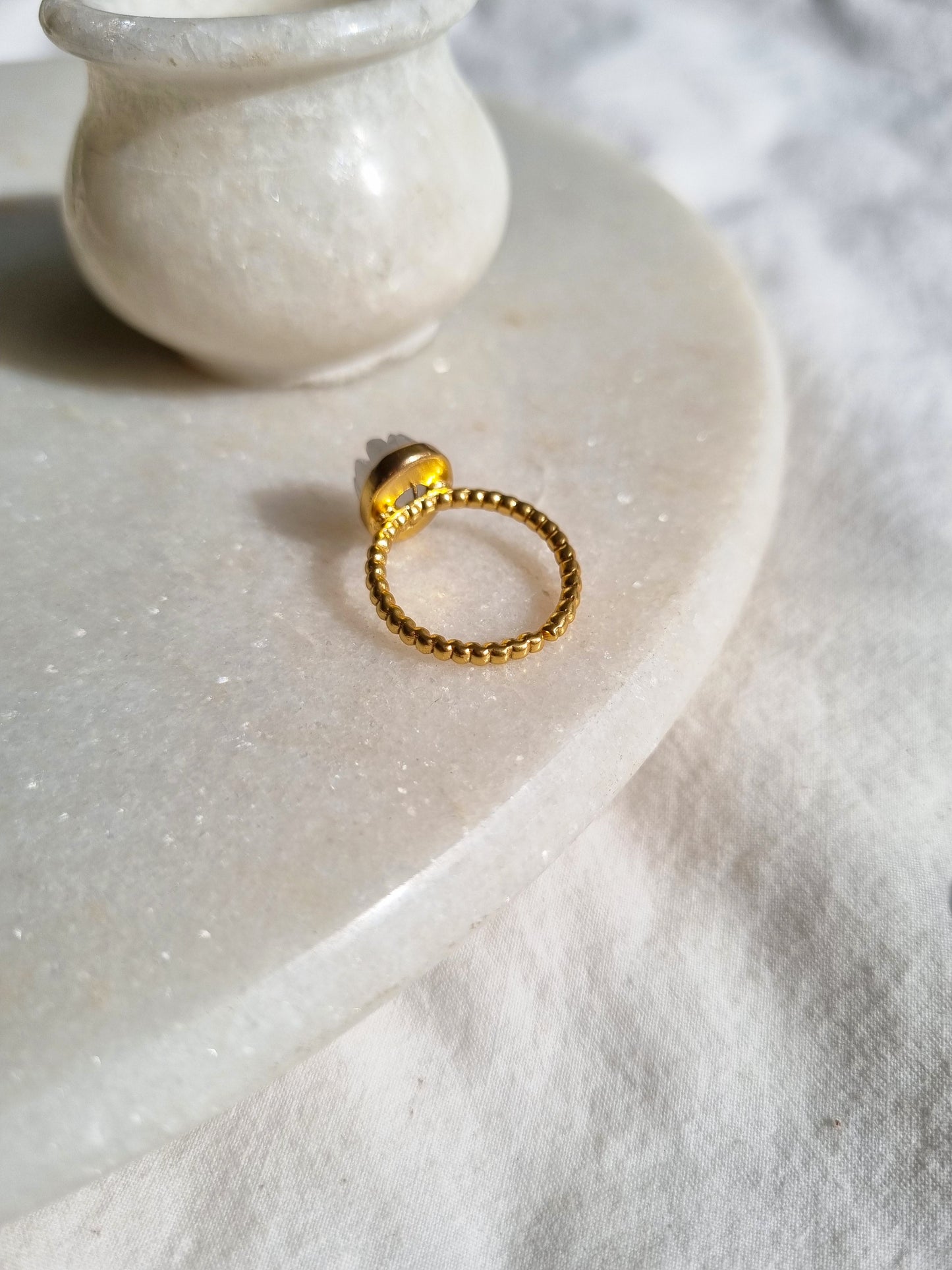 agam- White Moonstone Oval Venus Ring