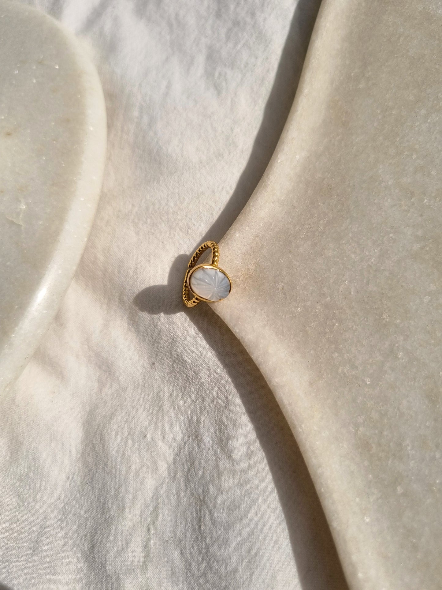 agam- White Moonstone Oval Venus Ring
