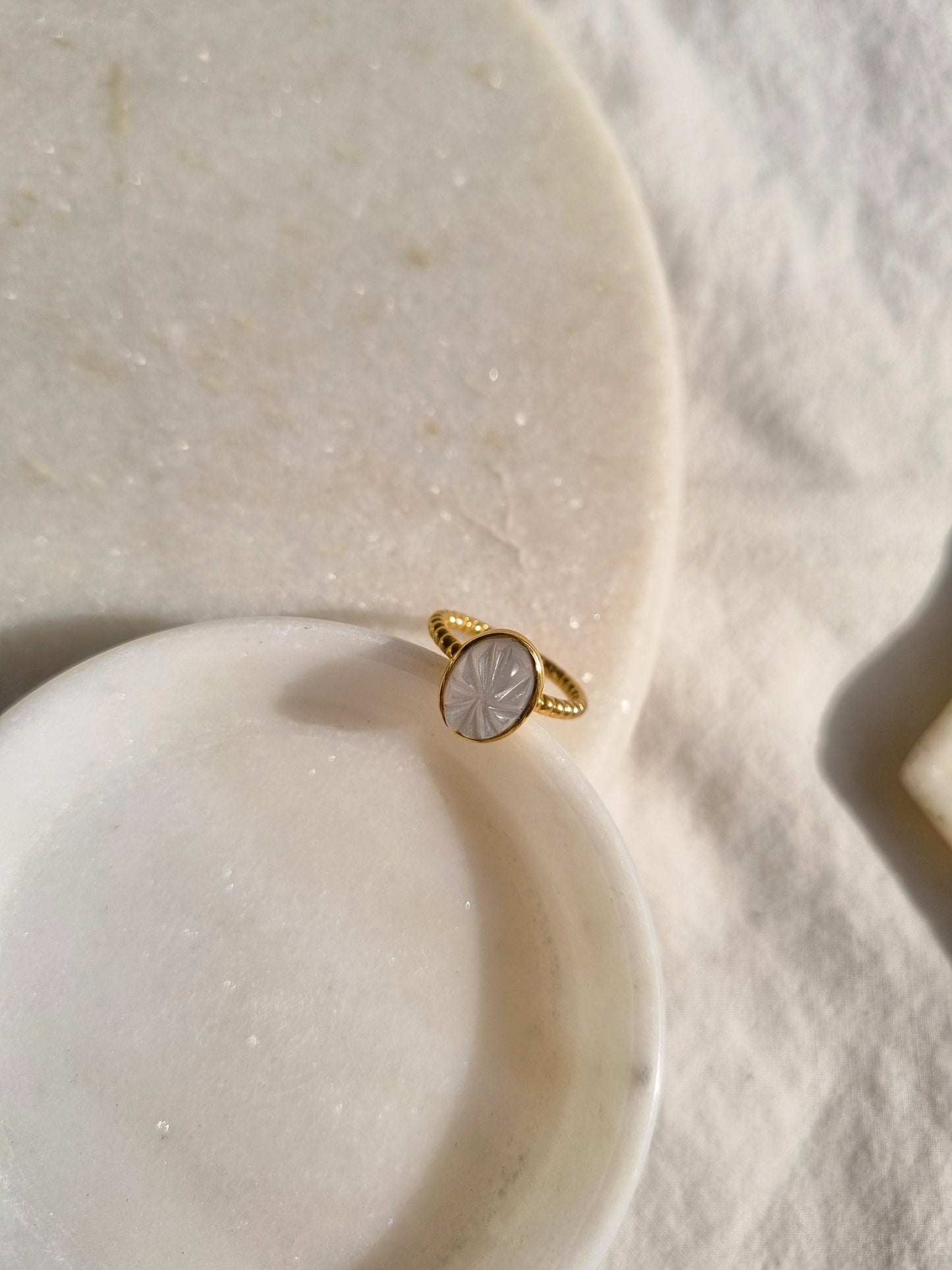 agam- White Moonstone Oval Venus Ring