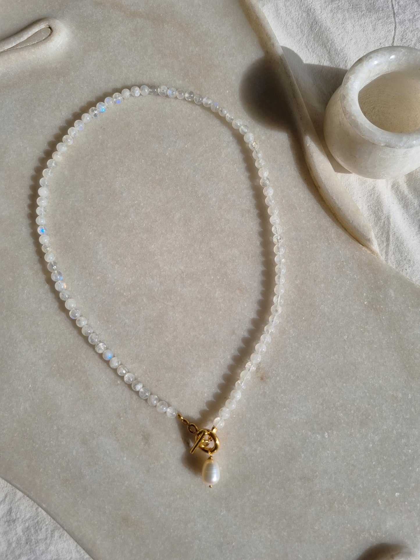 vitika- Rainbow Moonstone Ball Toggle Necklace