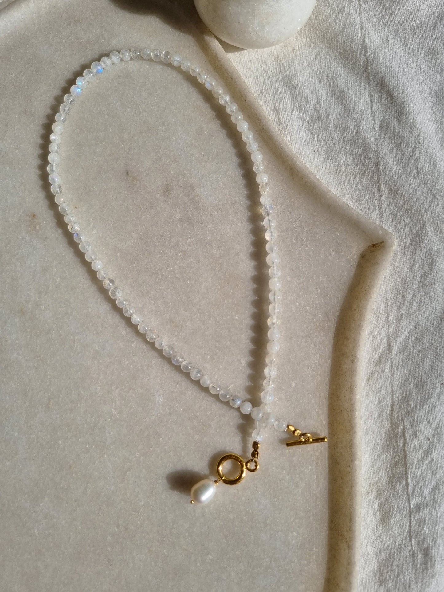 vitika- Rainbow Moonstone Ball Toggle Necklace
