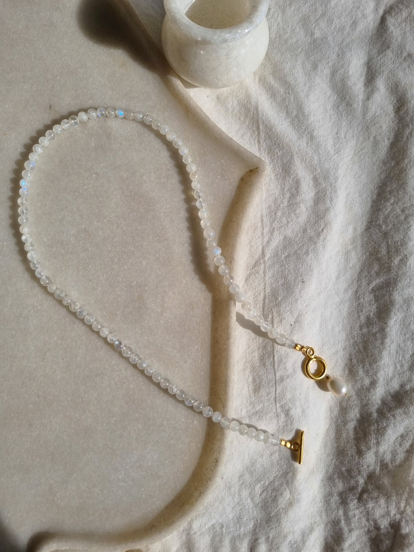 vitika- Rainbow Moonstone Ball Toggle Necklace