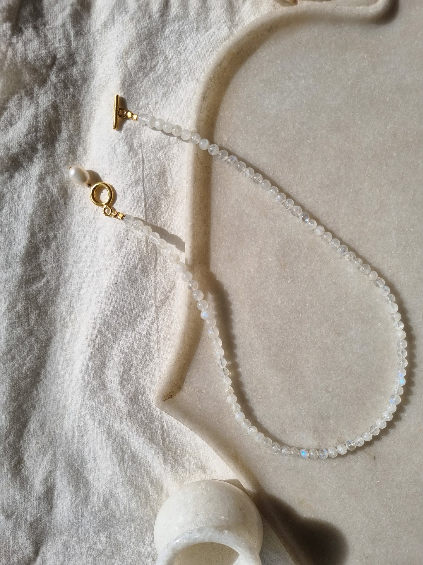 vitika- Rainbow Moonstone Ball Toggle Necklace