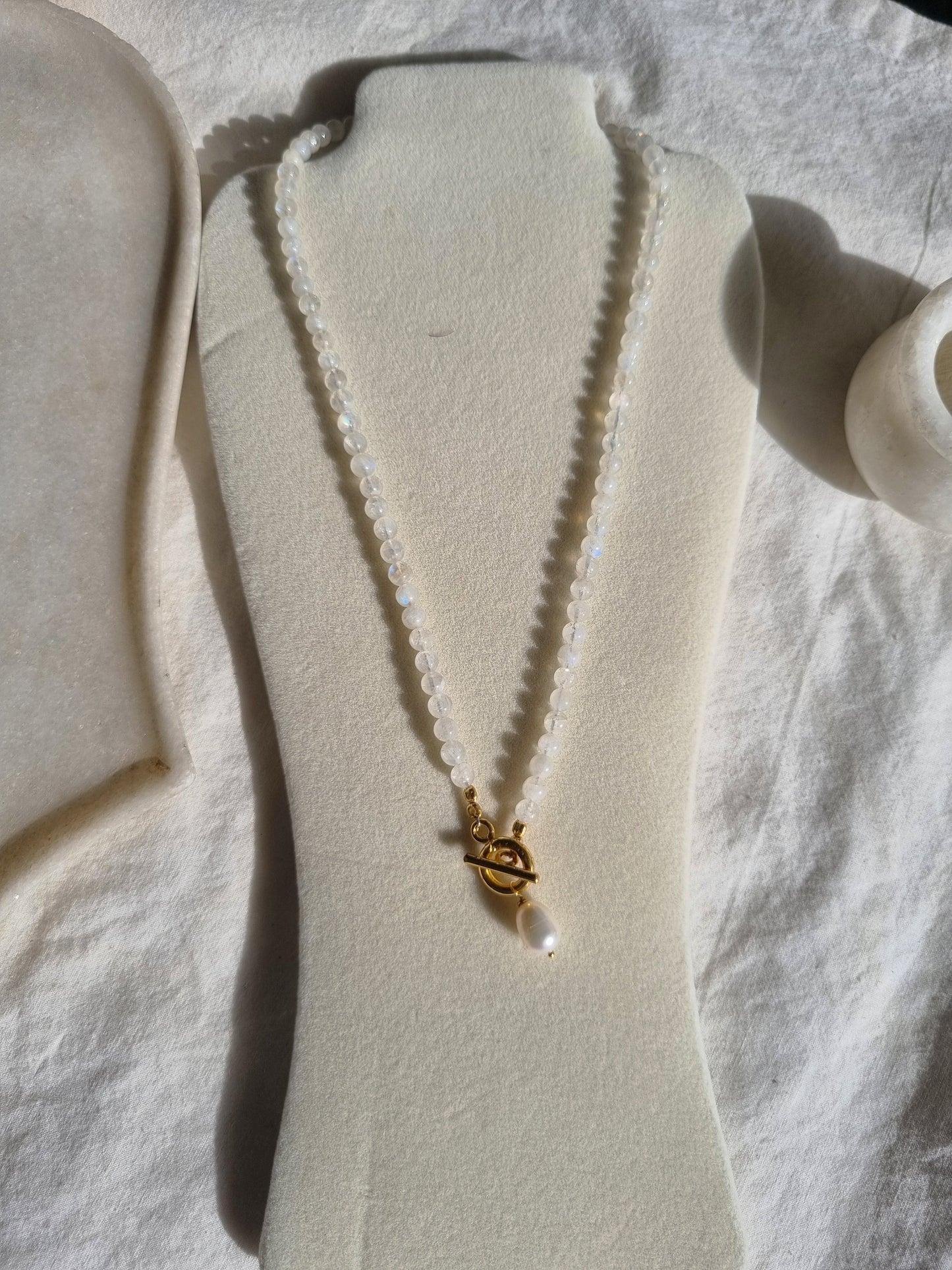 vitika- Rainbow Moonstone Ball Toggle Necklace