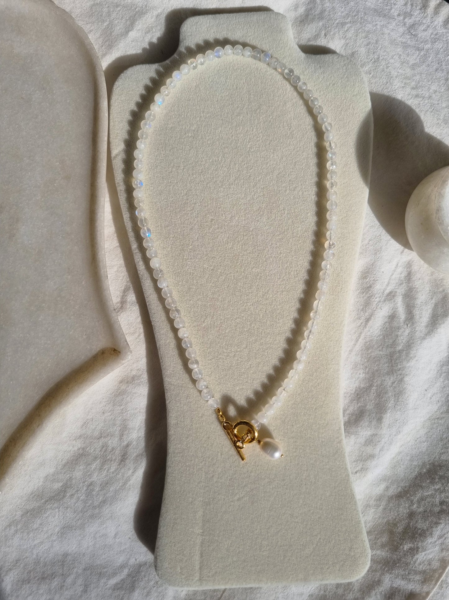 vitika- Rainbow Moonstone Ball Toggle Necklace