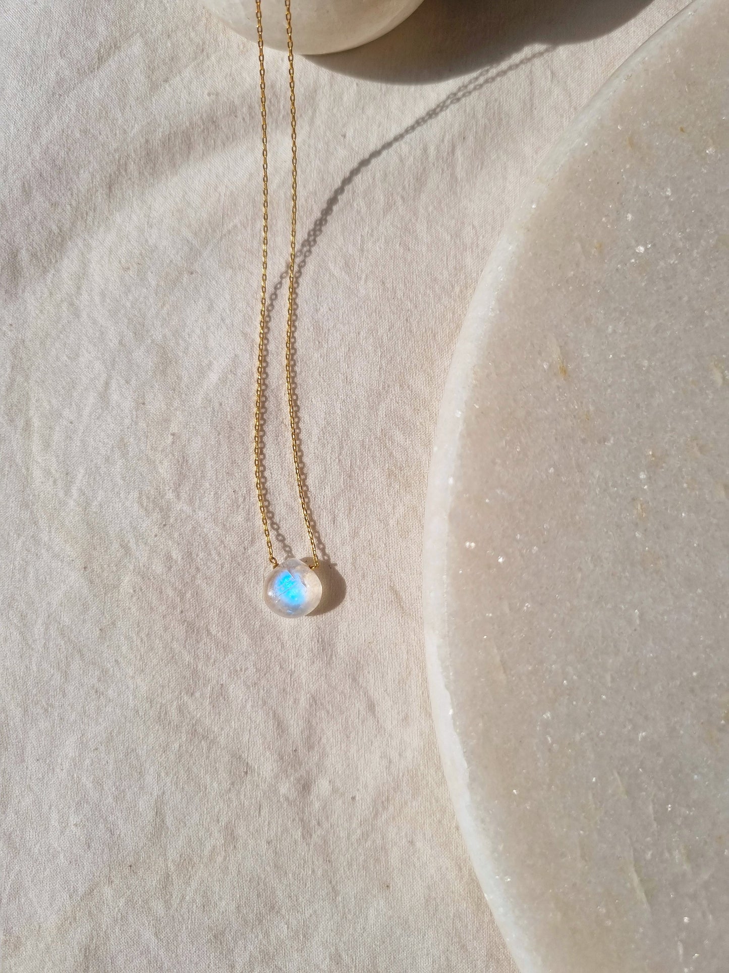 sete - Rainbow Moonstone Heart Shaped Drop Pendant