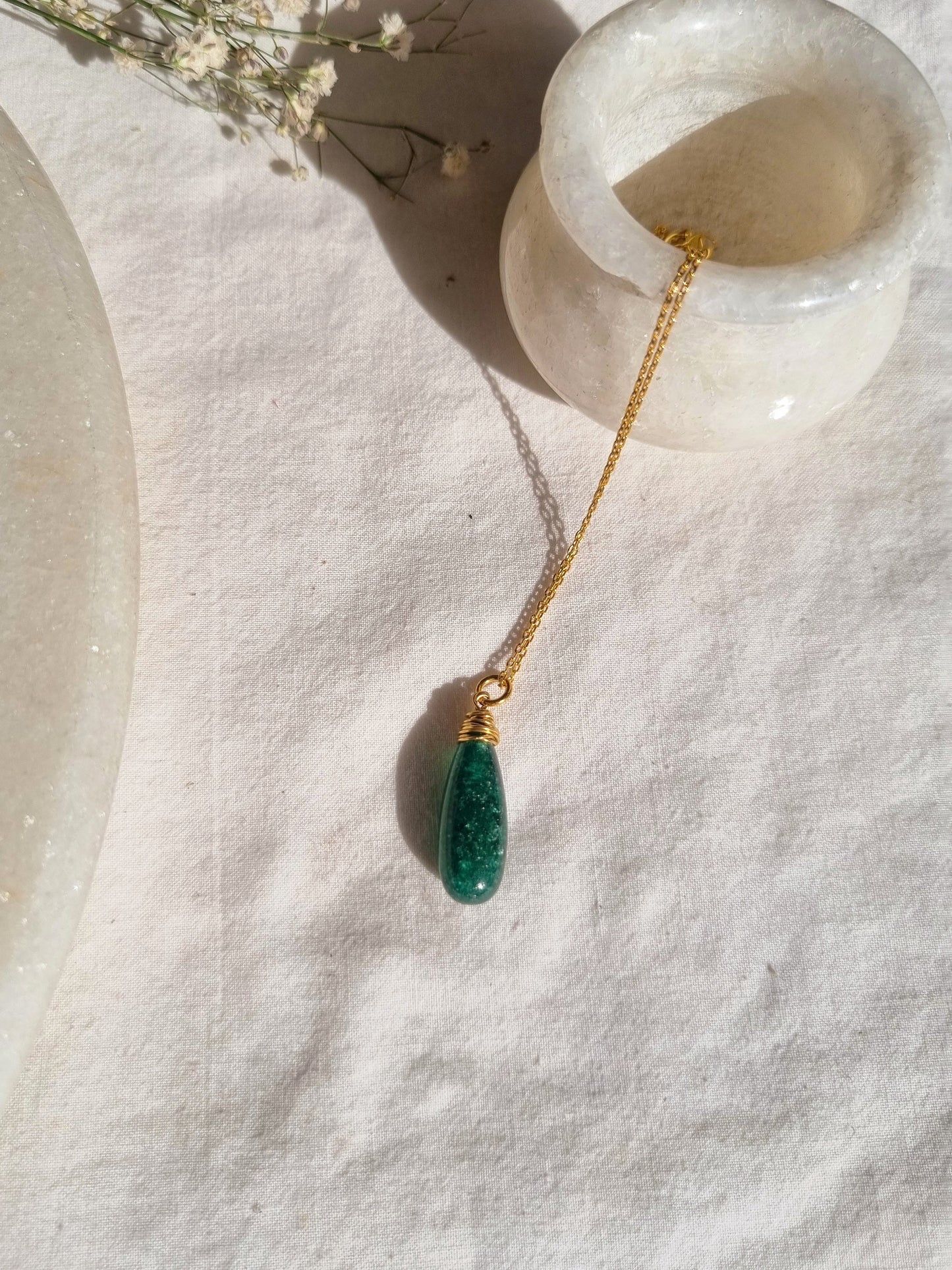 arkar - Green Aventurine Long Teardrop Pendant