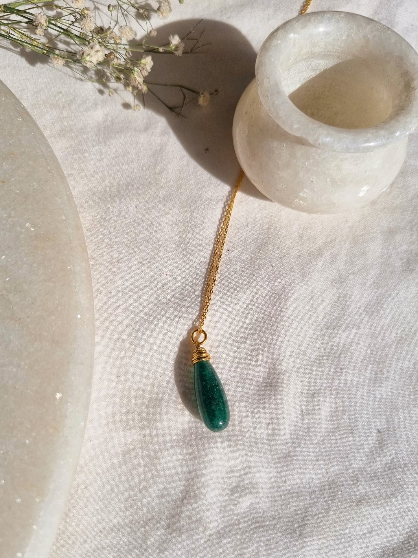 arkar - Green Aventurine Long Teardrop Pendant