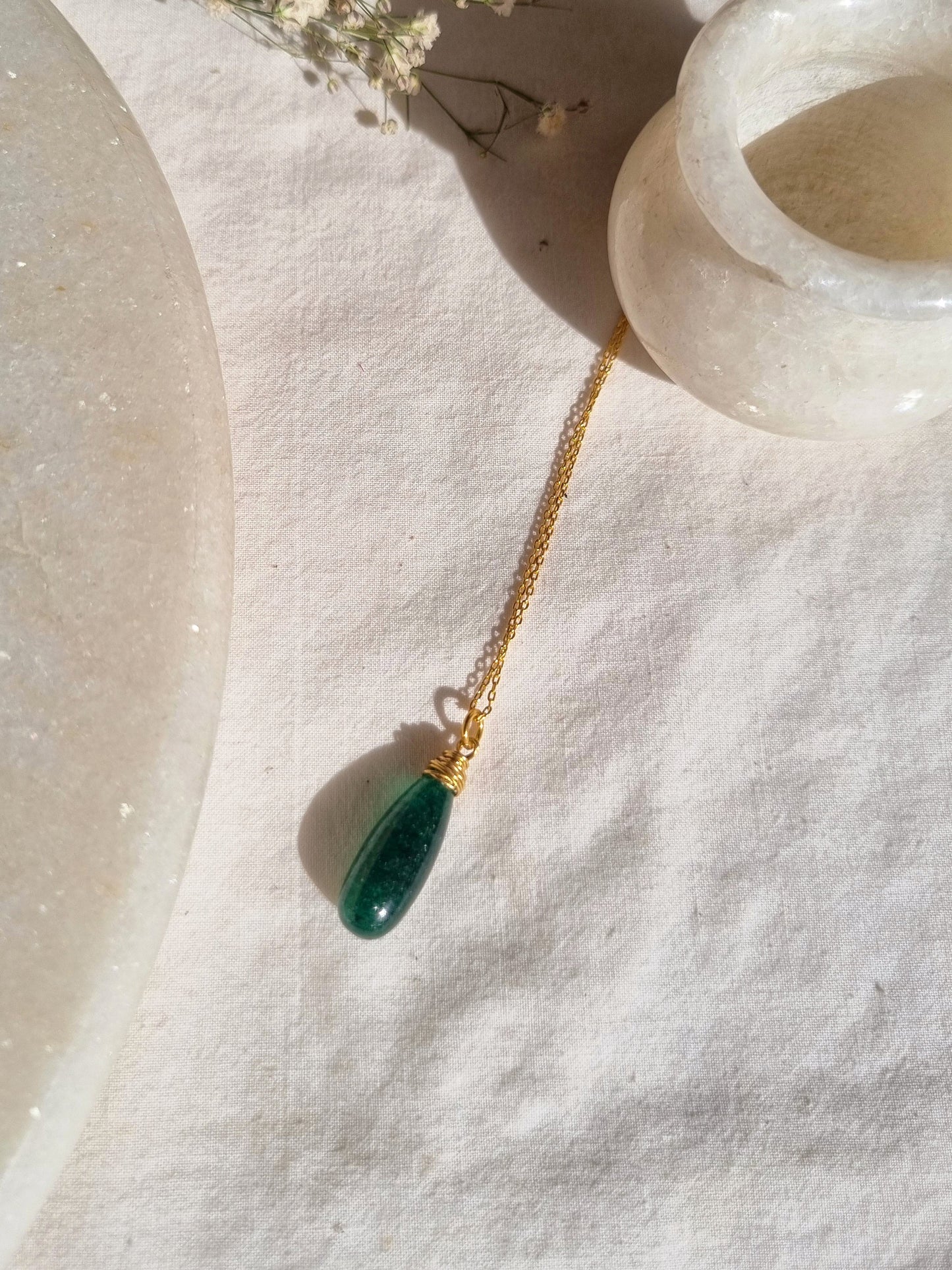 arkar - Green Aventurine Long Teardrop Pendant