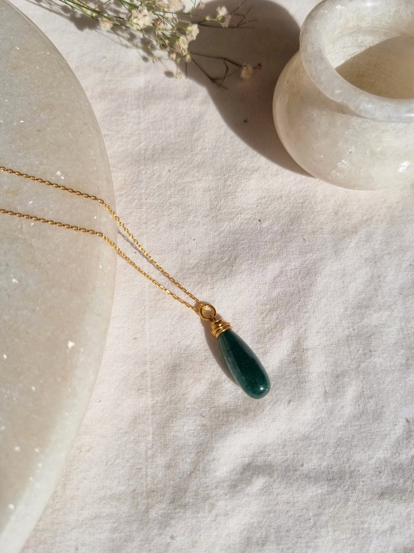 arkar - Green Aventurine Long Teardrop Pendant
