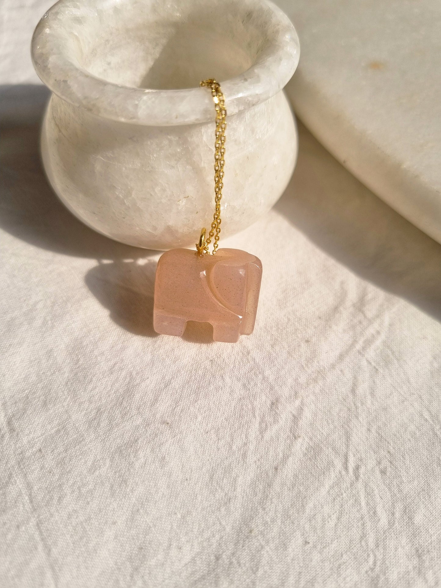 haati - Peach Moonstone Elephant Pendant