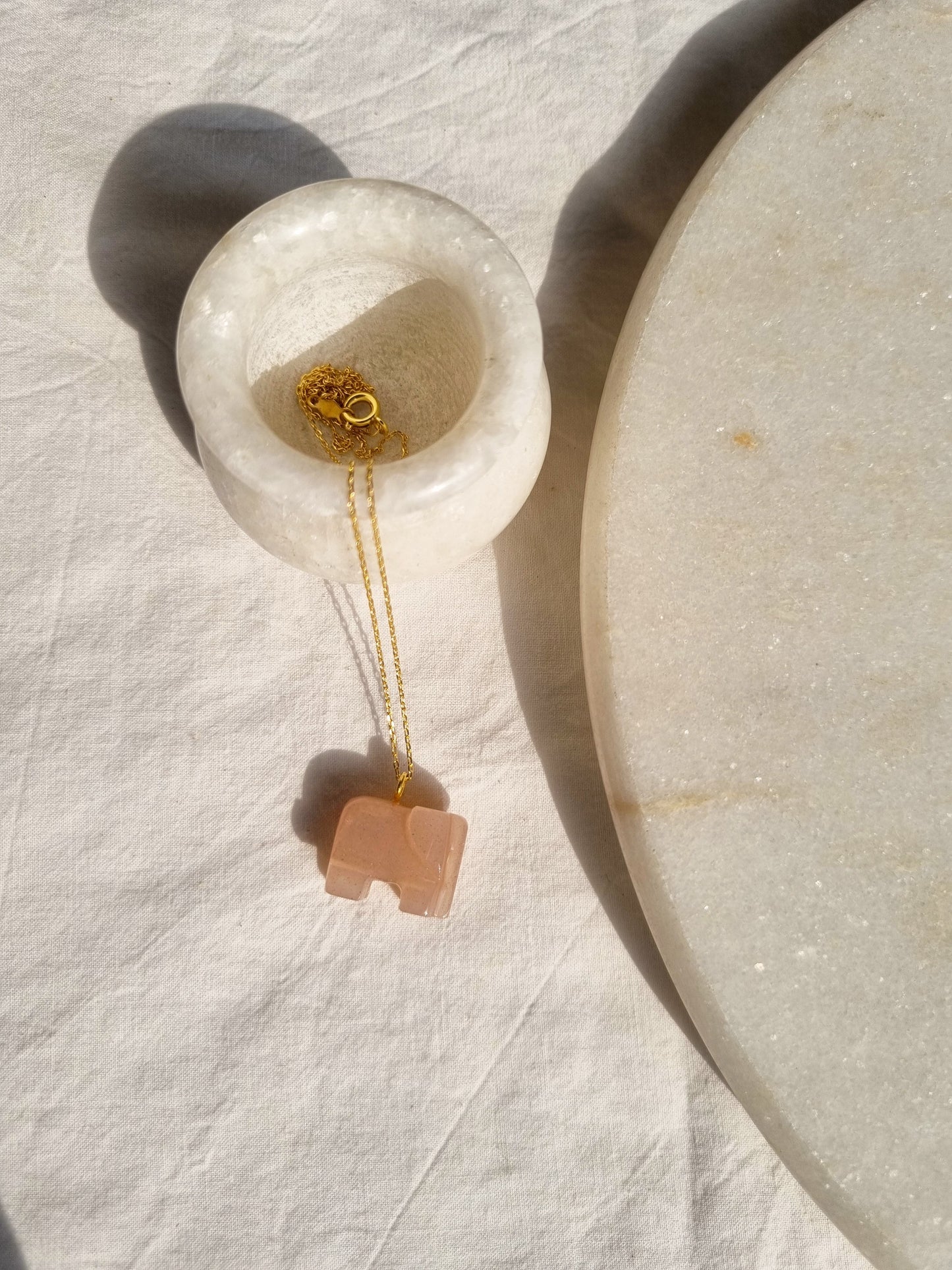 haati - Peach Moonstone Elephant Pendant