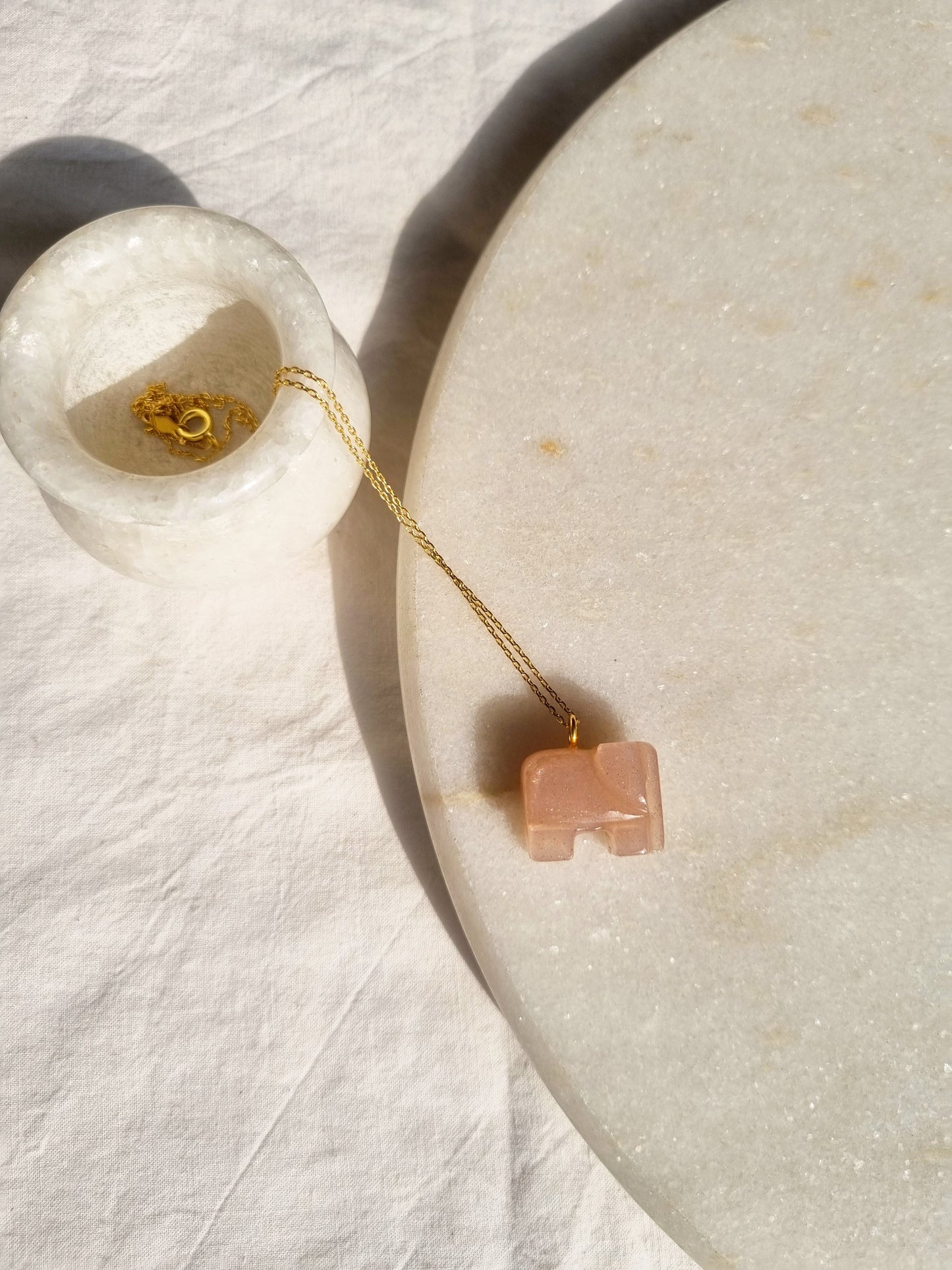 haati - Peach Moonstone Elephant Pendant