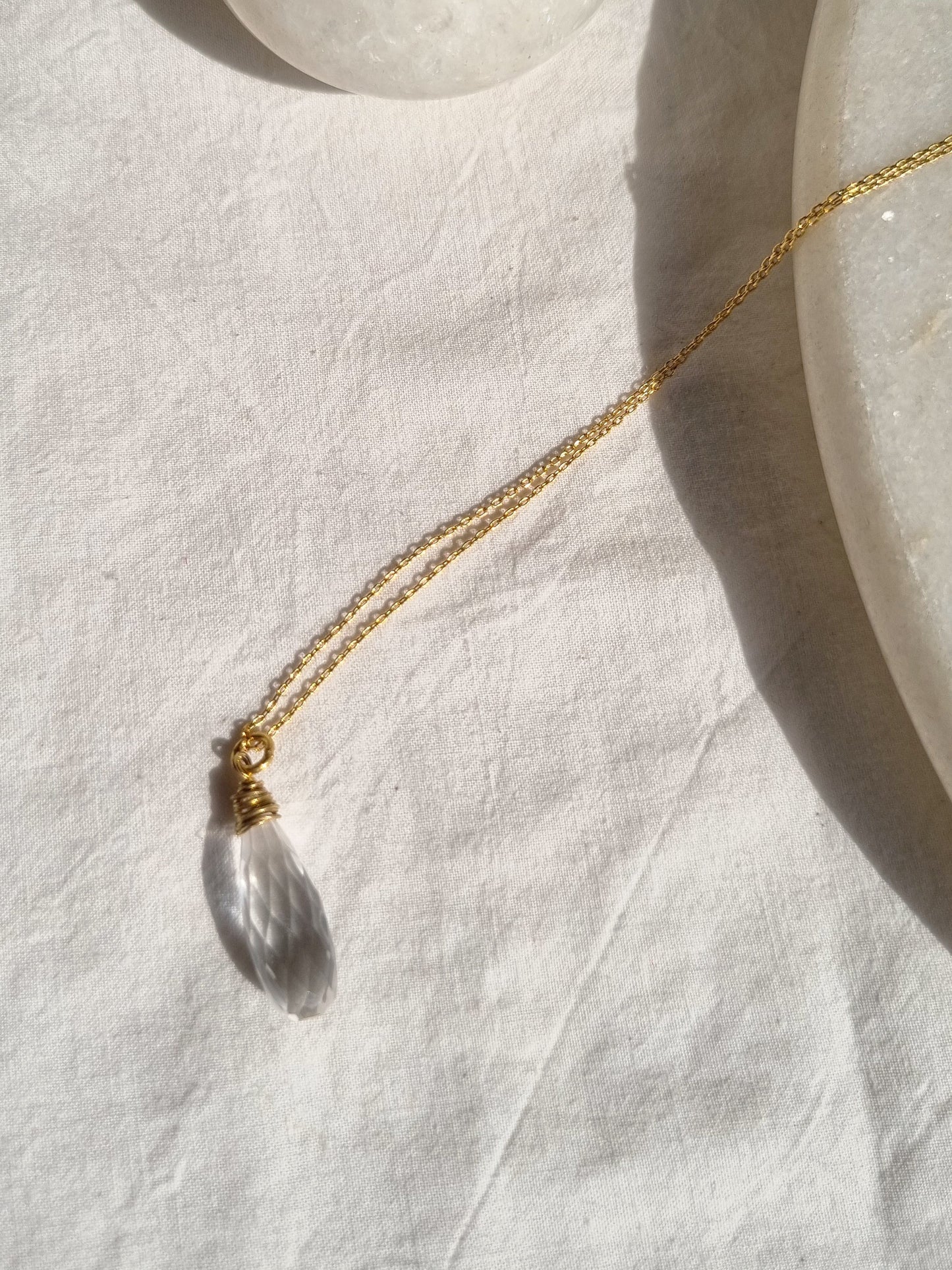 arkar - Clear Quartz Long Teardrop Pendant
