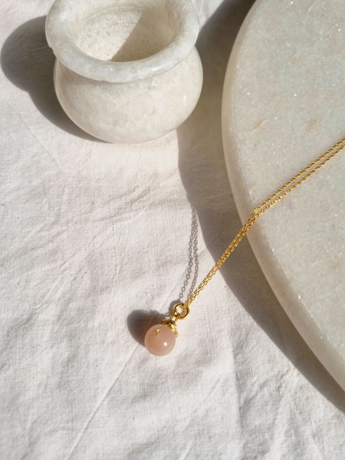 bija - Peach Moonstone Round Pendant