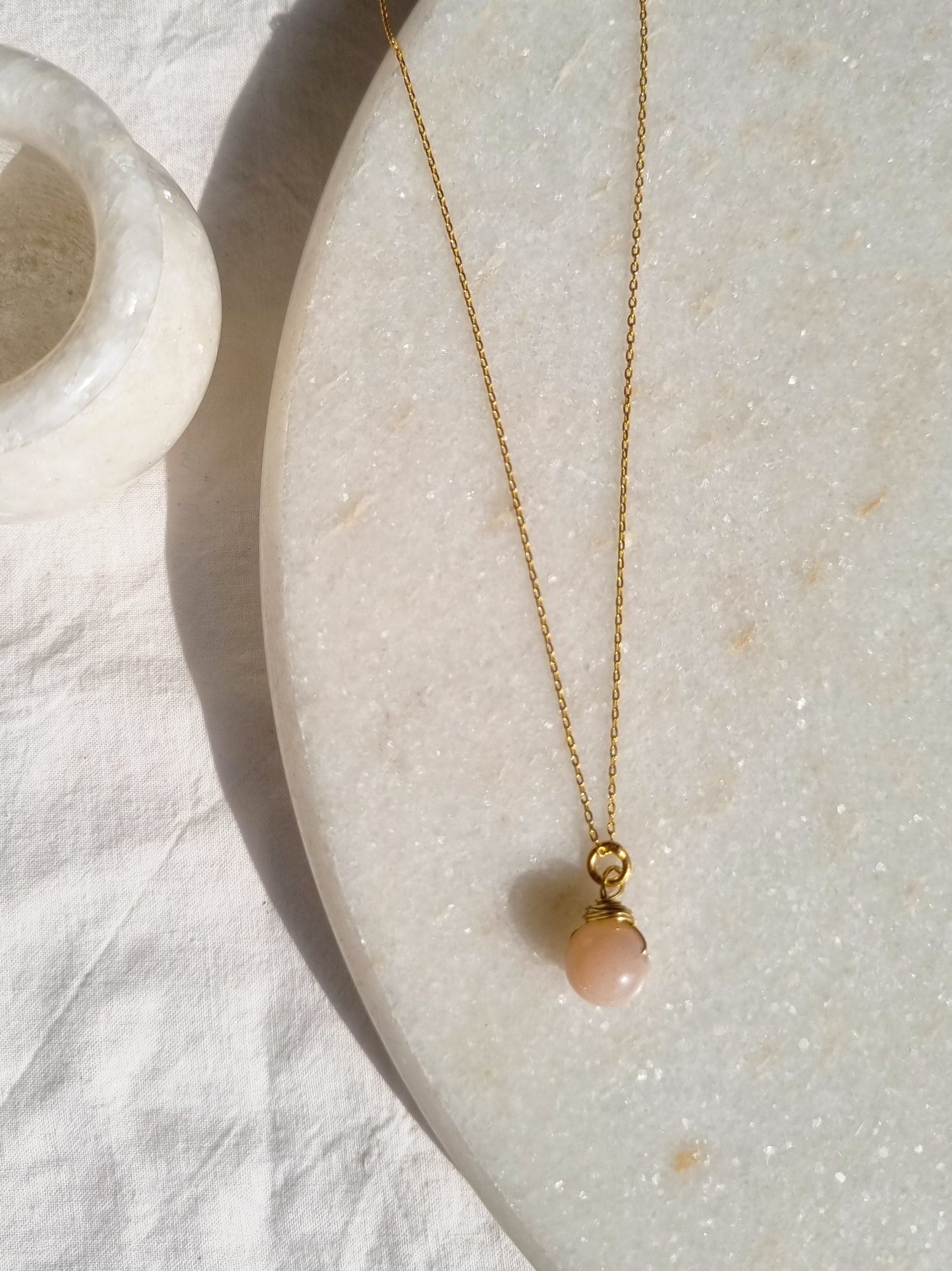 bija - Peach Moonstone Round Pendant