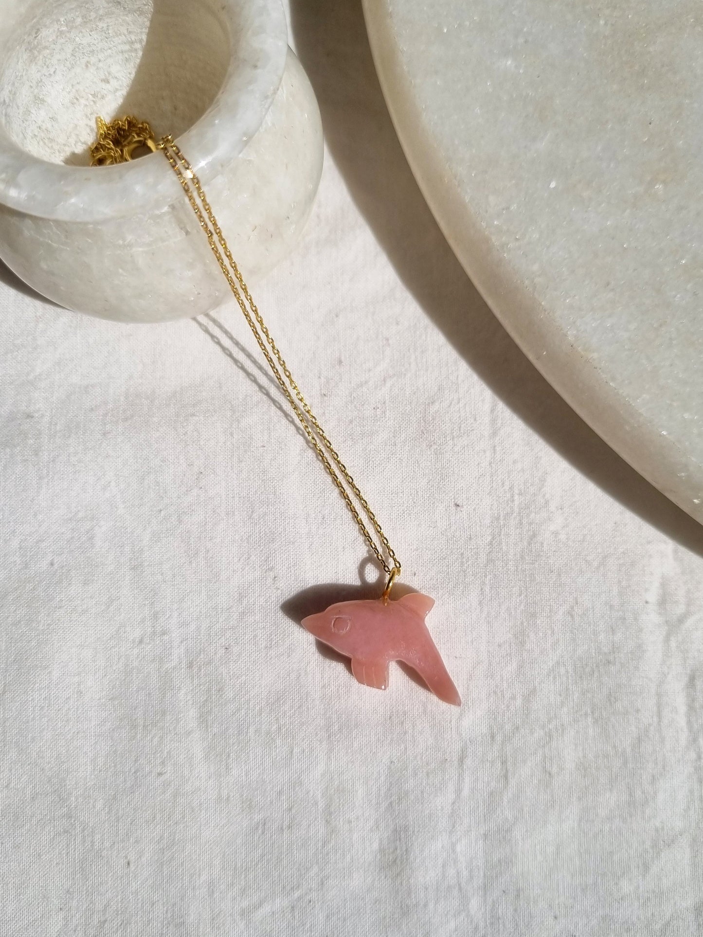 suns - Pink Opal Dolphin Pendant