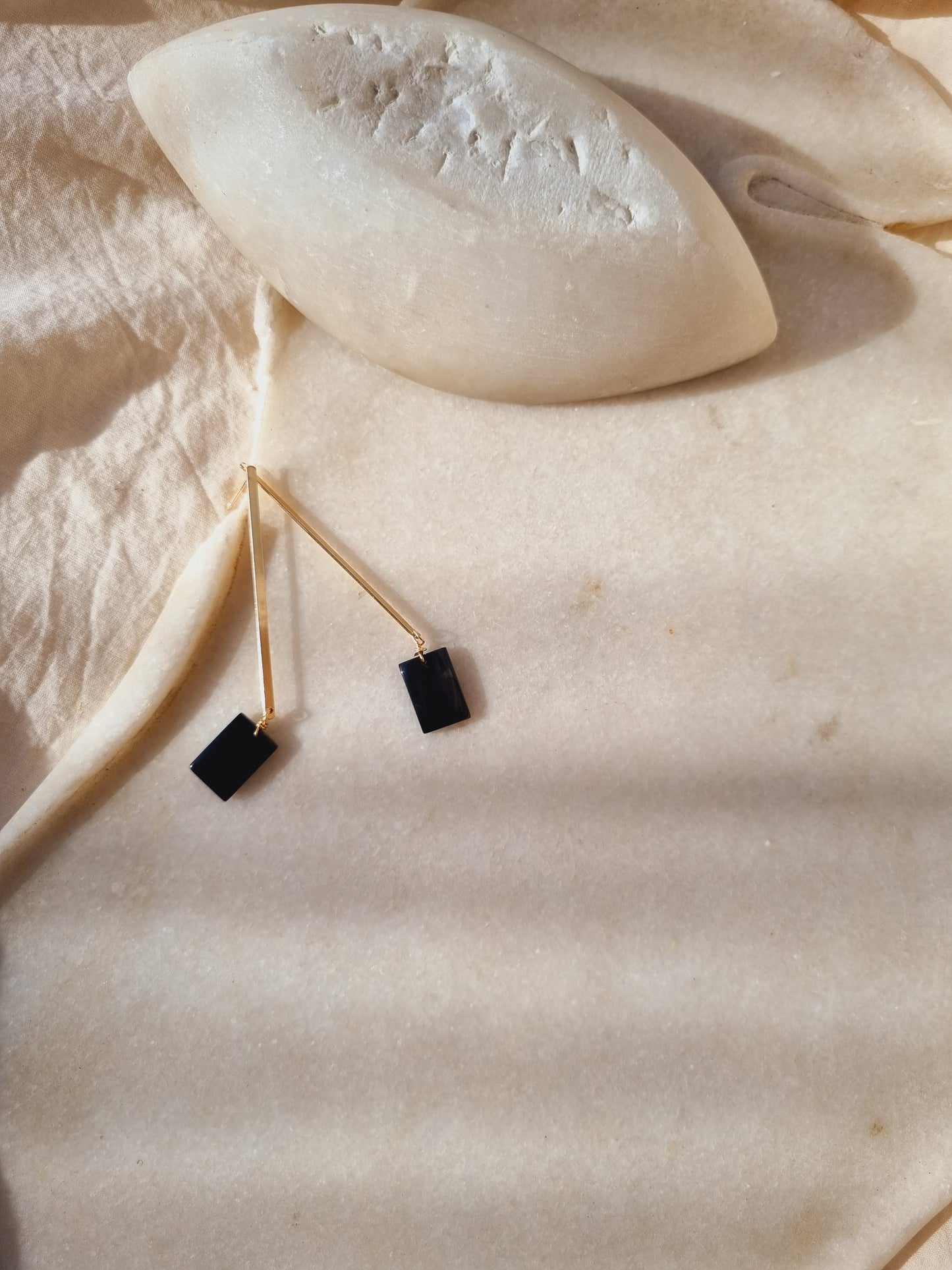 aryaa - Black Onyx Stick Earrings