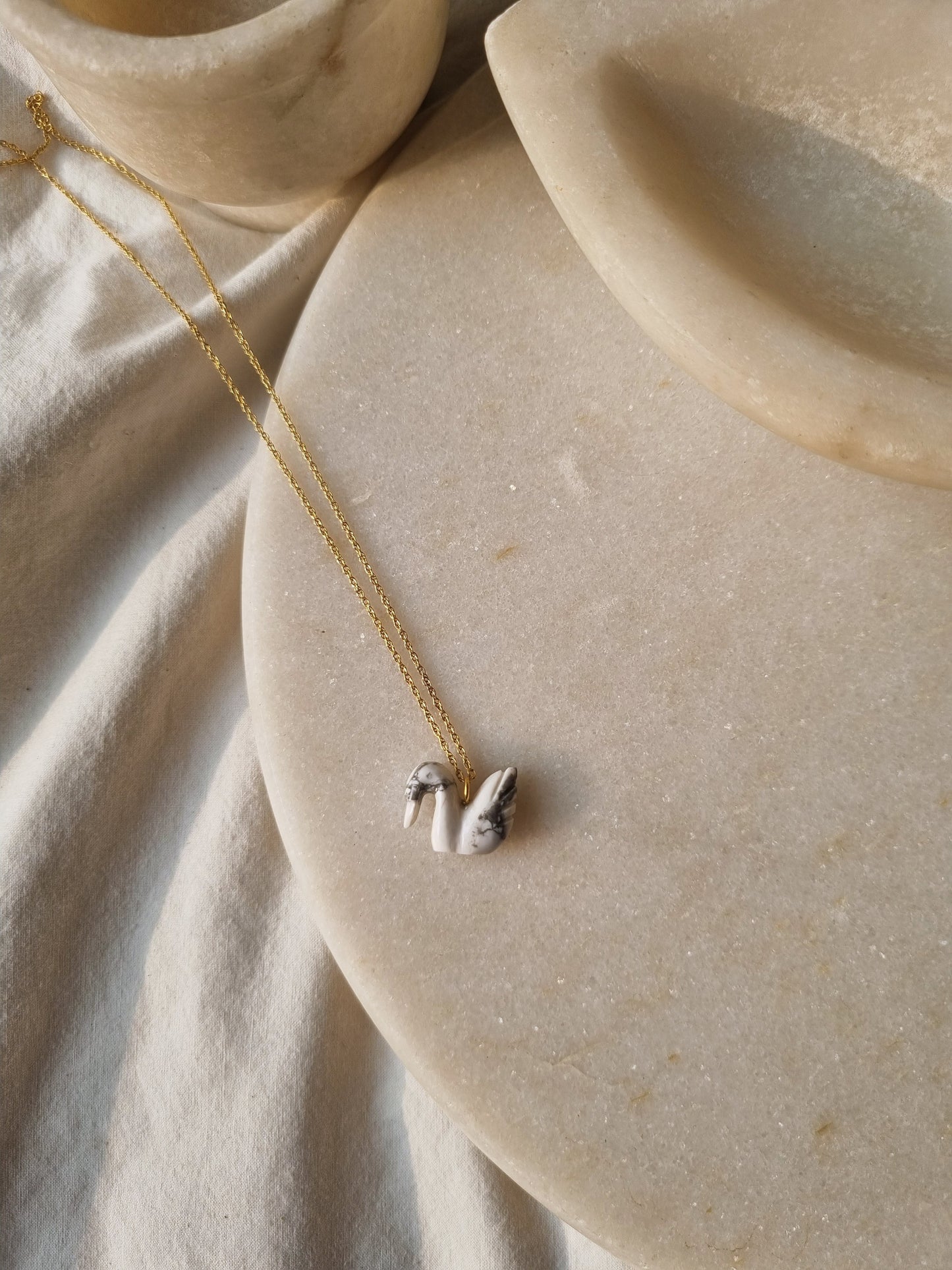 swan - Howlite Pendant