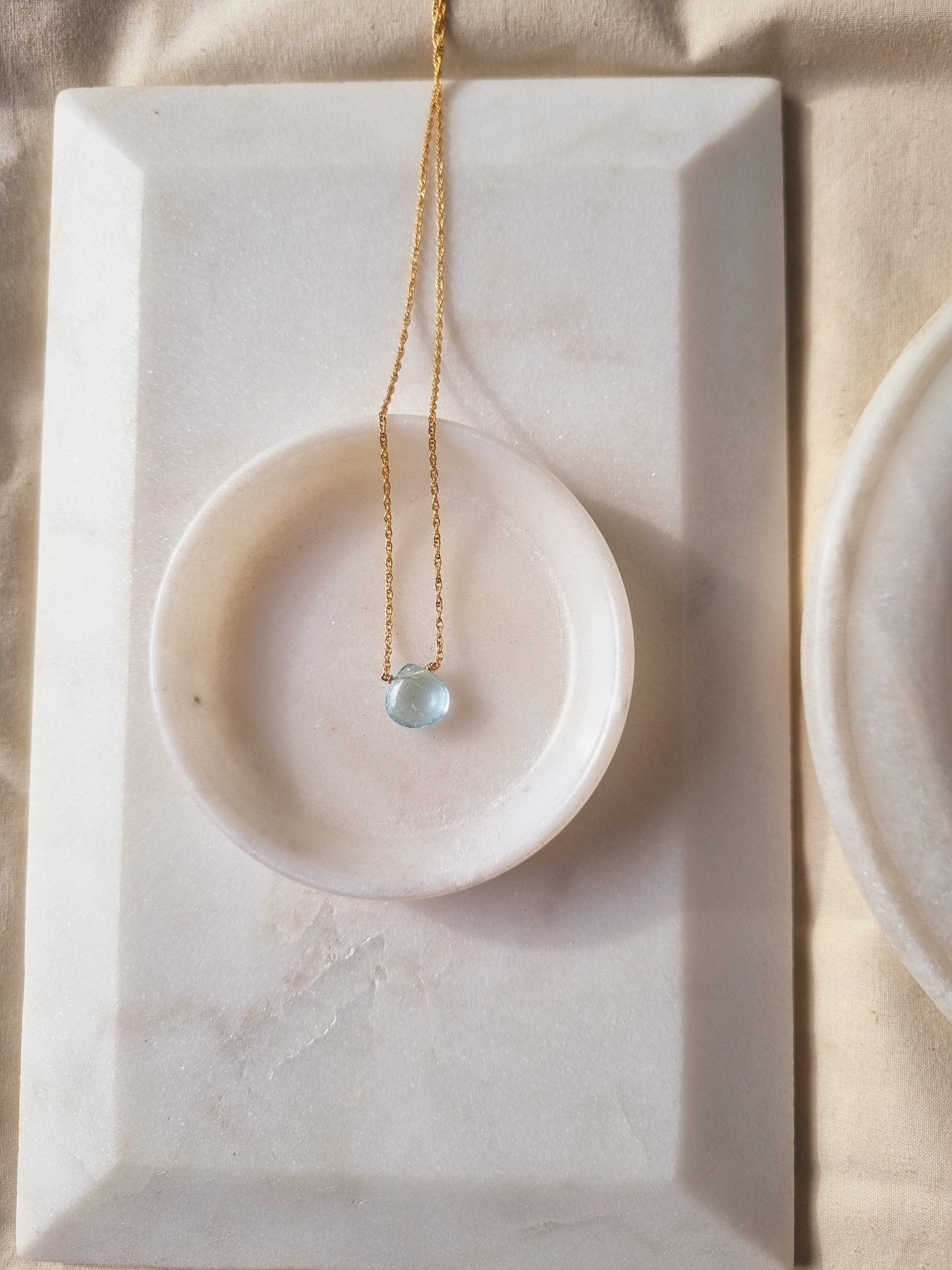 sete - Blue Aquamarine Heart Shaped Drop Pendant