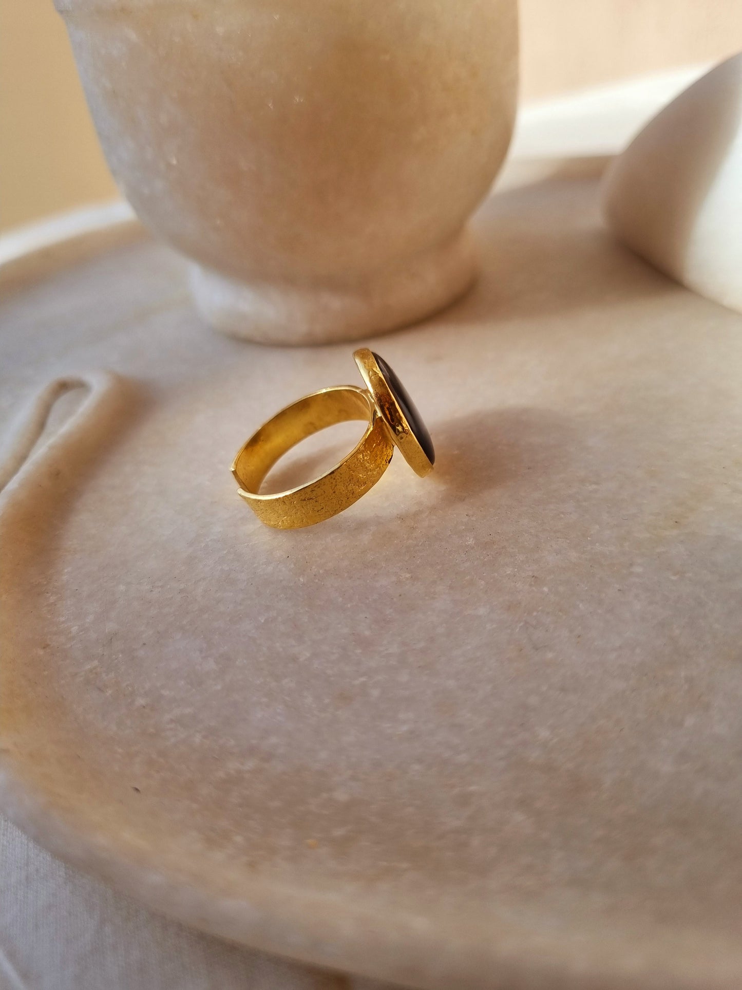 saani - Black Onyx Saturn Ring