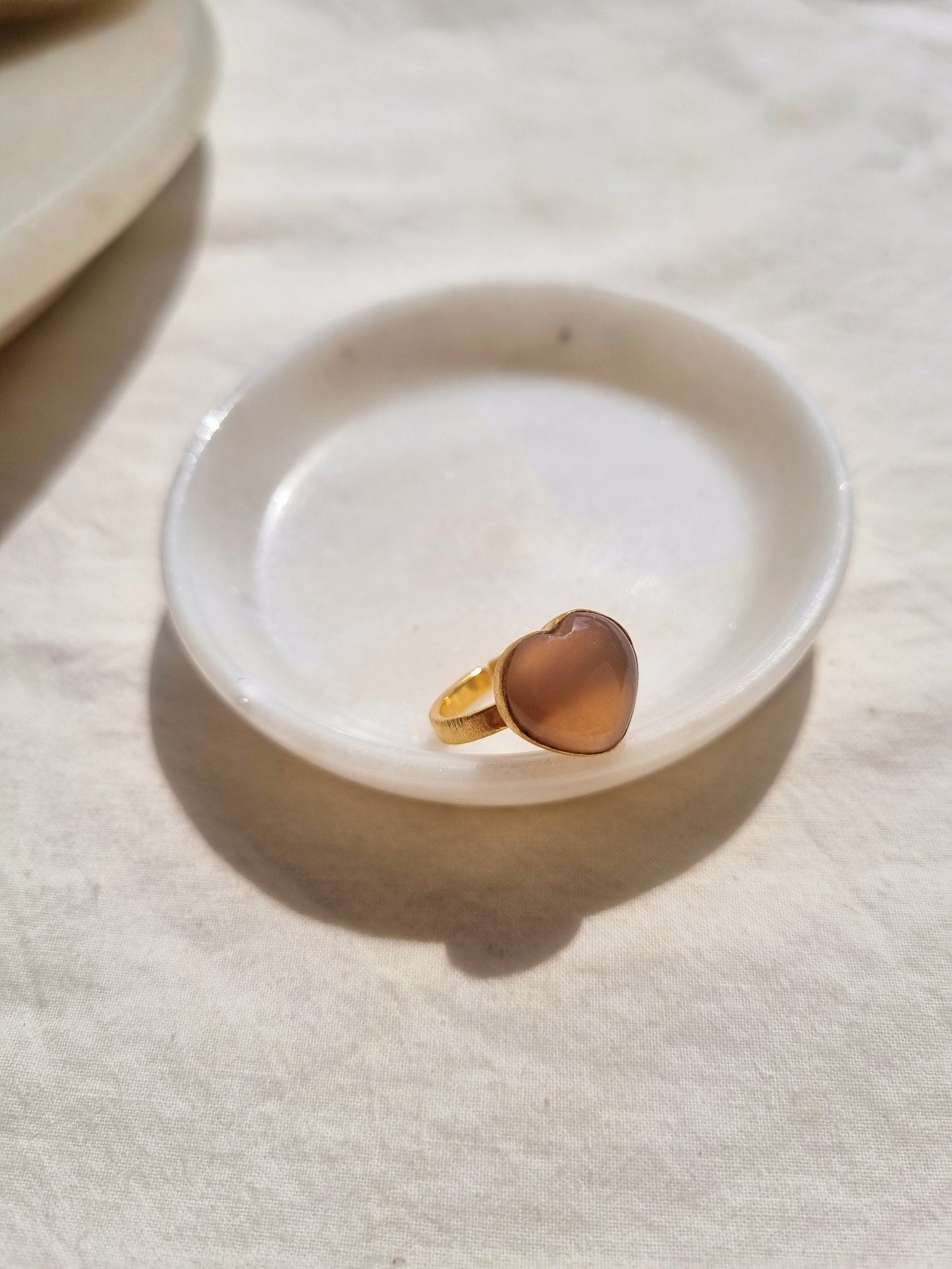 anava - Peach Moonstone Heart Ring