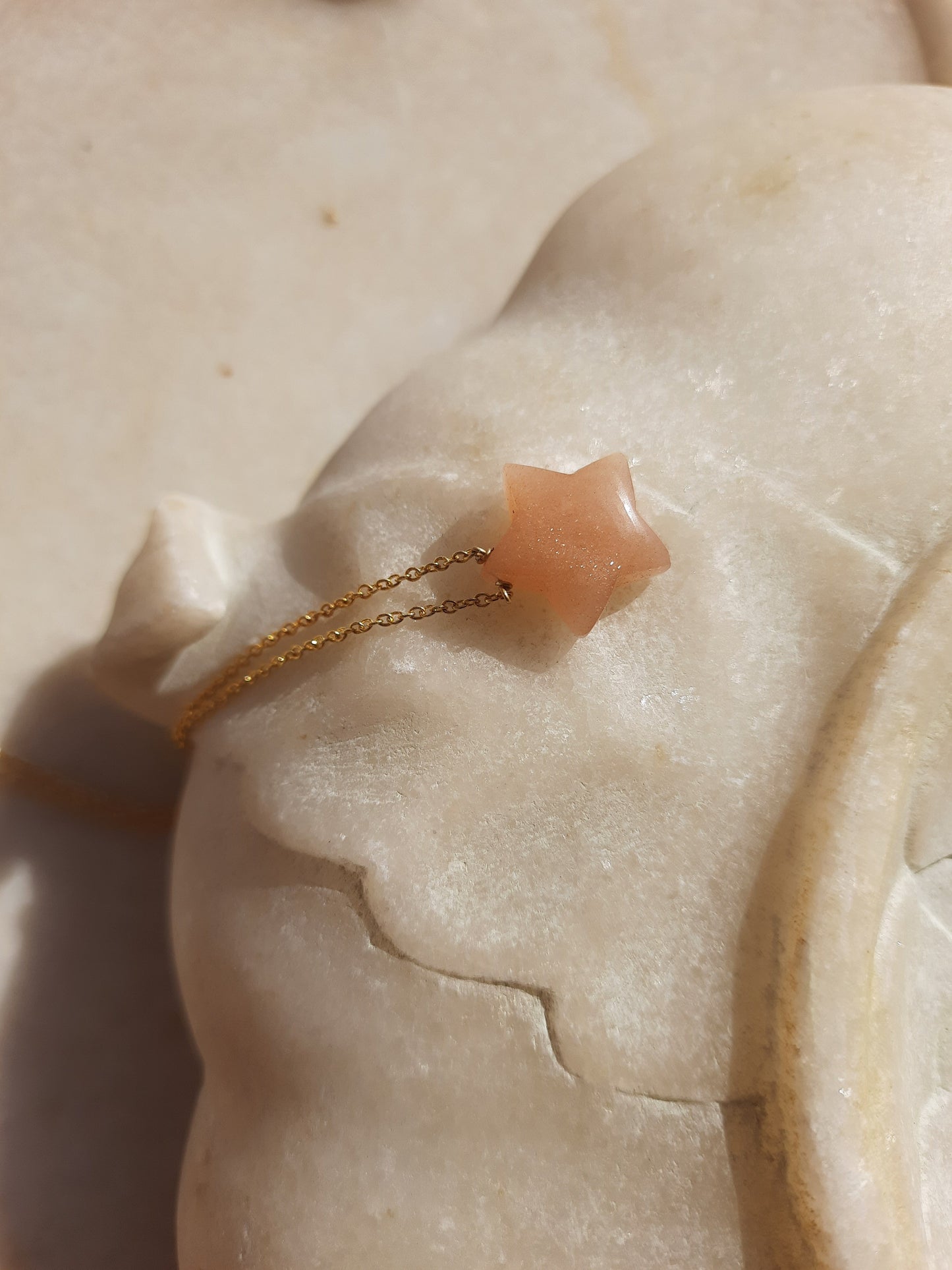 revati - Peach Moonstone Star Pendant