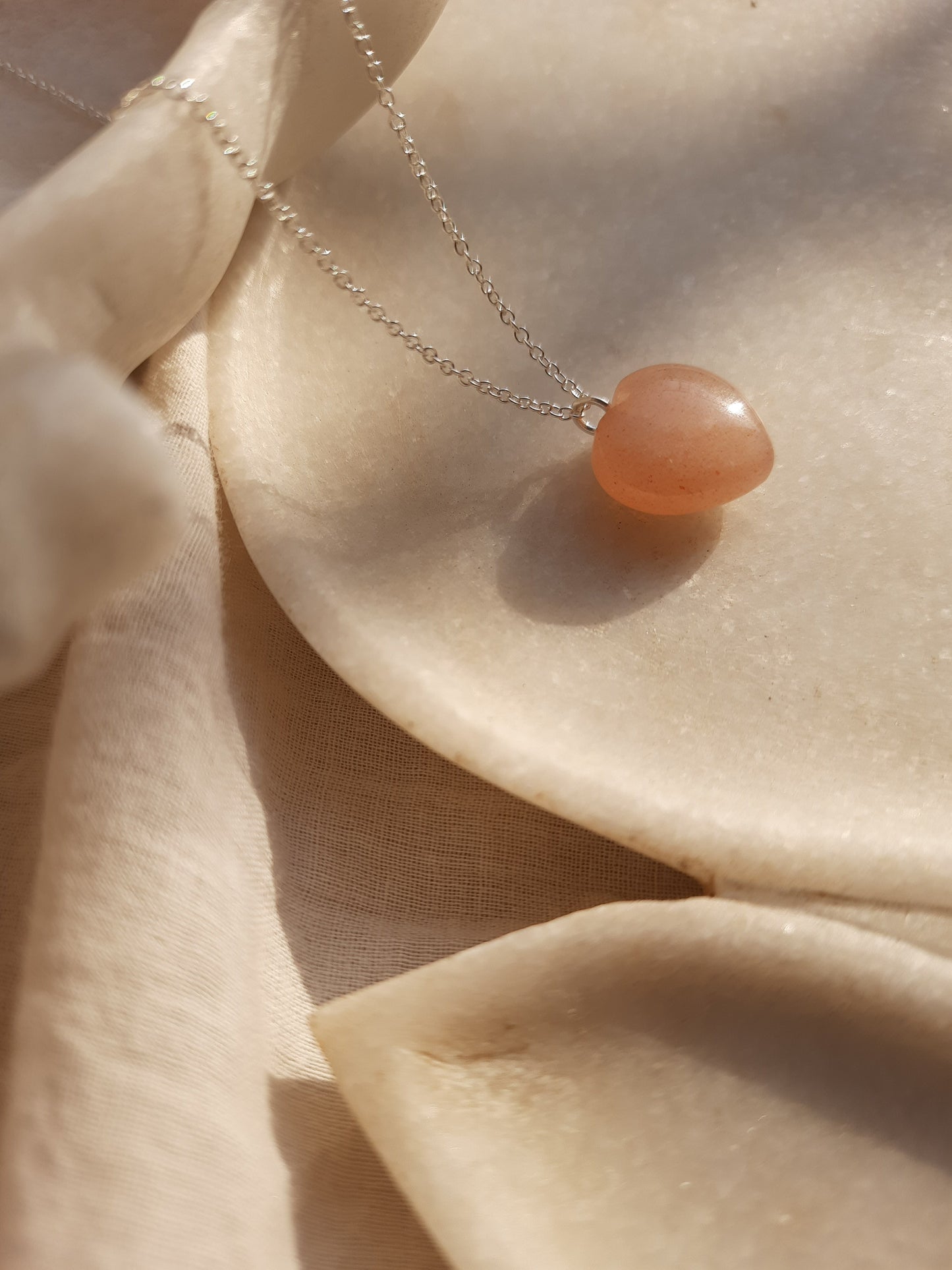 adya - Peach Moonstone Heart Pendant