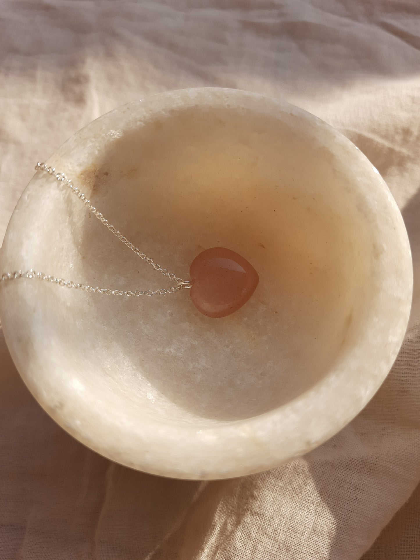 adya - Peach Moonstone Heart Pendant