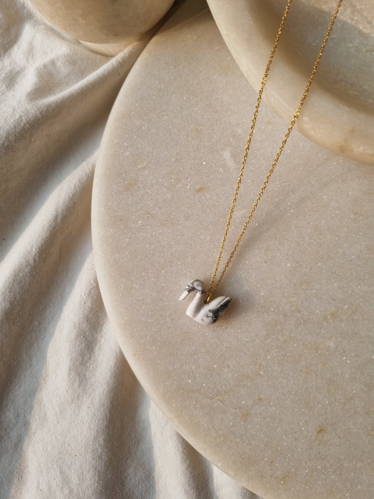 swan - Howlite Pendant