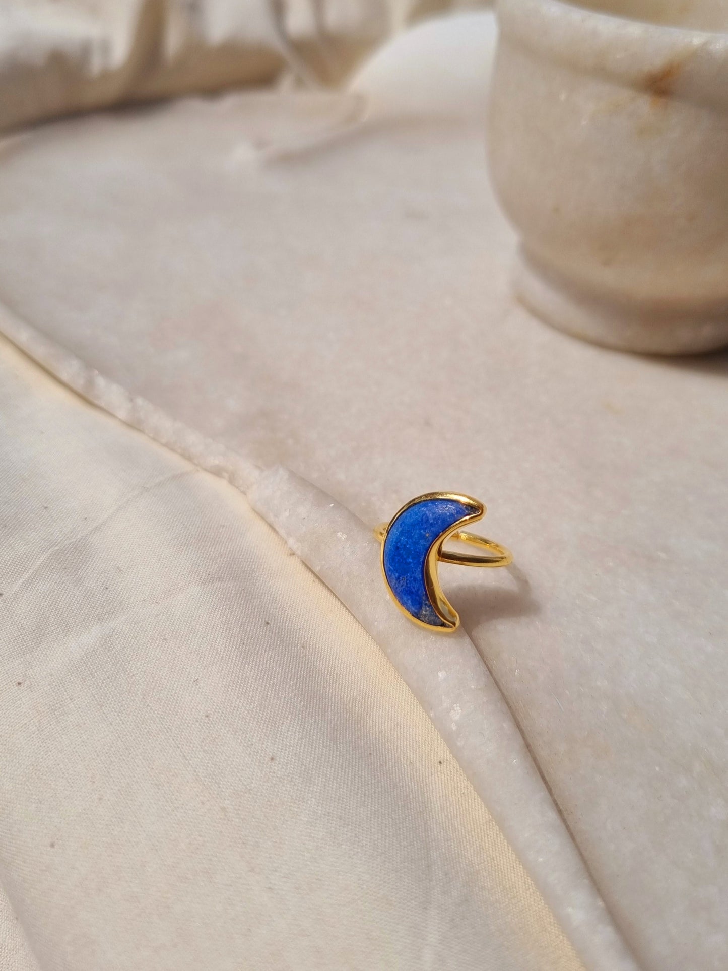 chandra - Lapis Lazuli Luna Ring