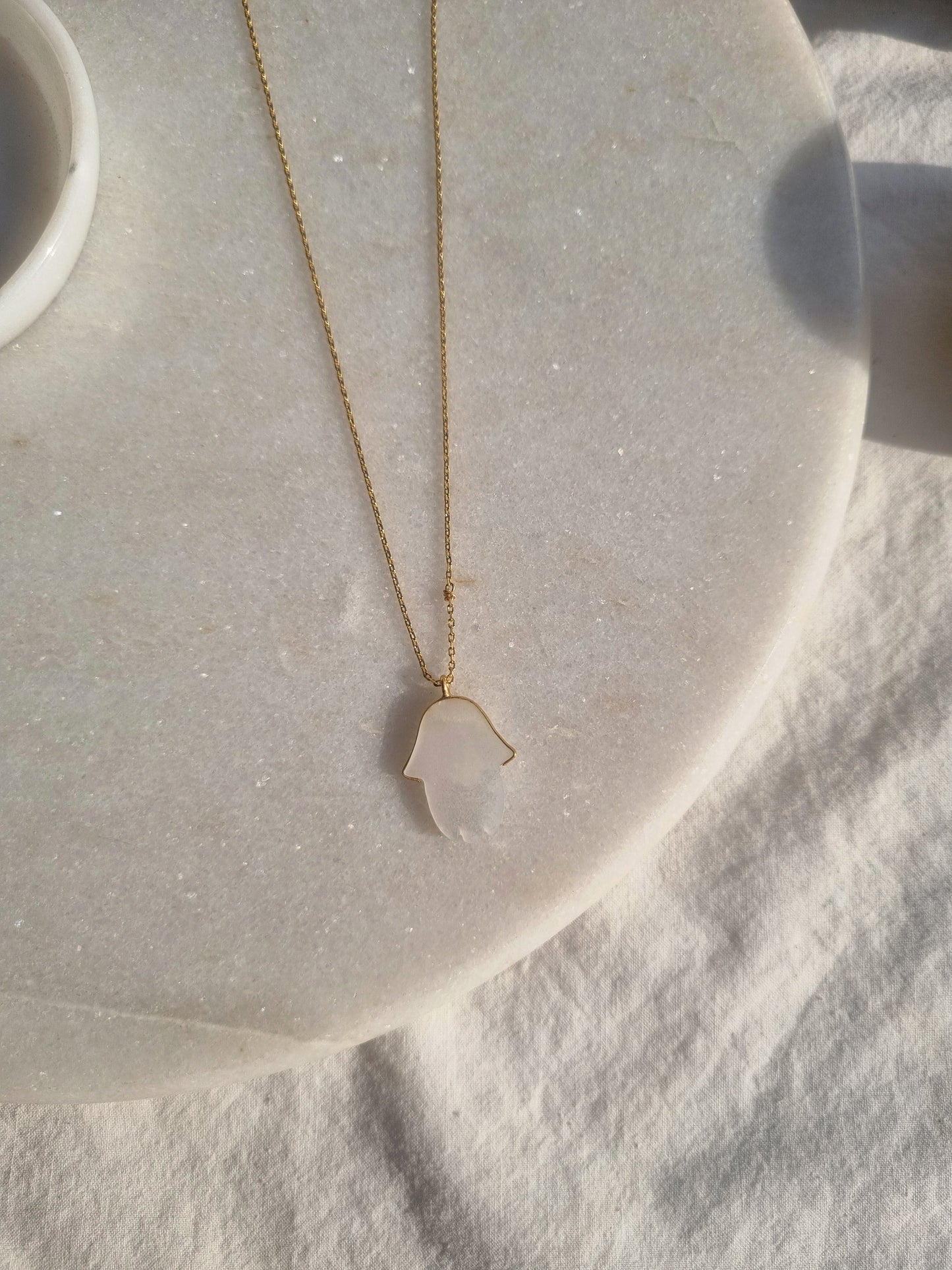 hamsa - White Moonstone Pendant