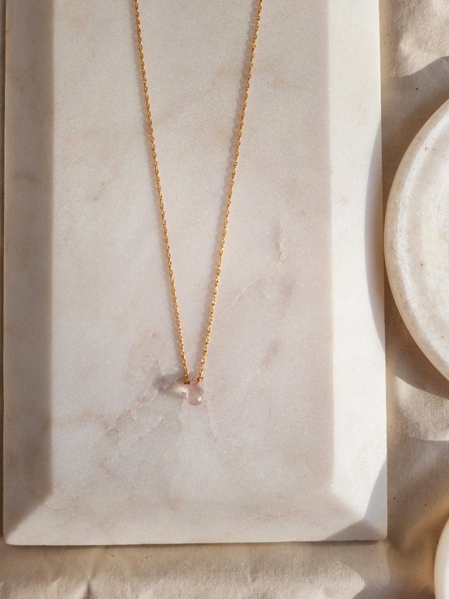 visno - Rose Quartz Tear shaped Drop Pendant