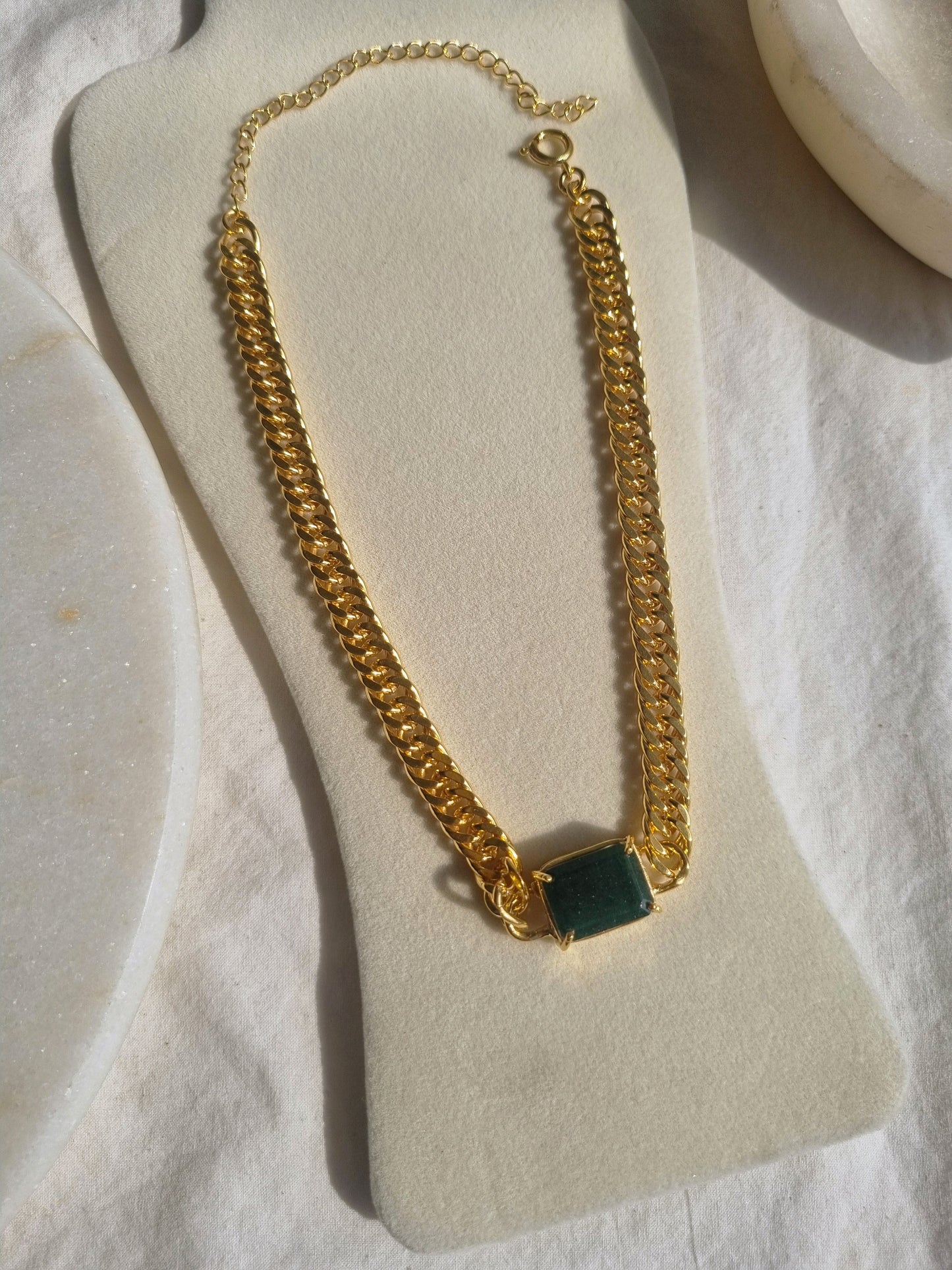 paniy - Aventurine Cushion Curb Choker