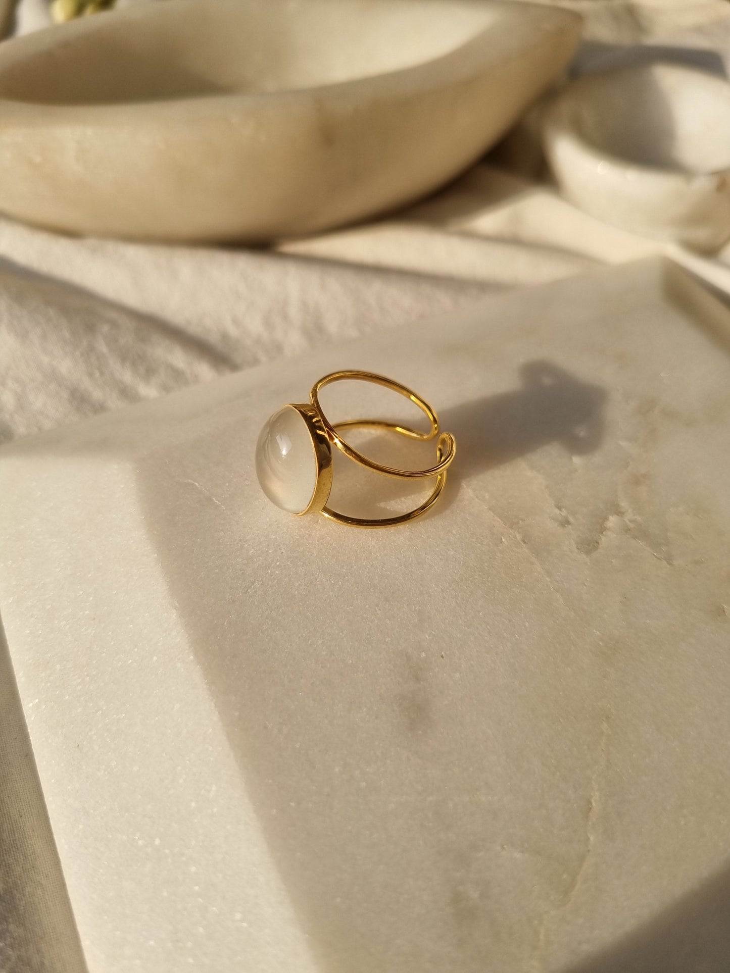 olivia - White Moonstone Ring