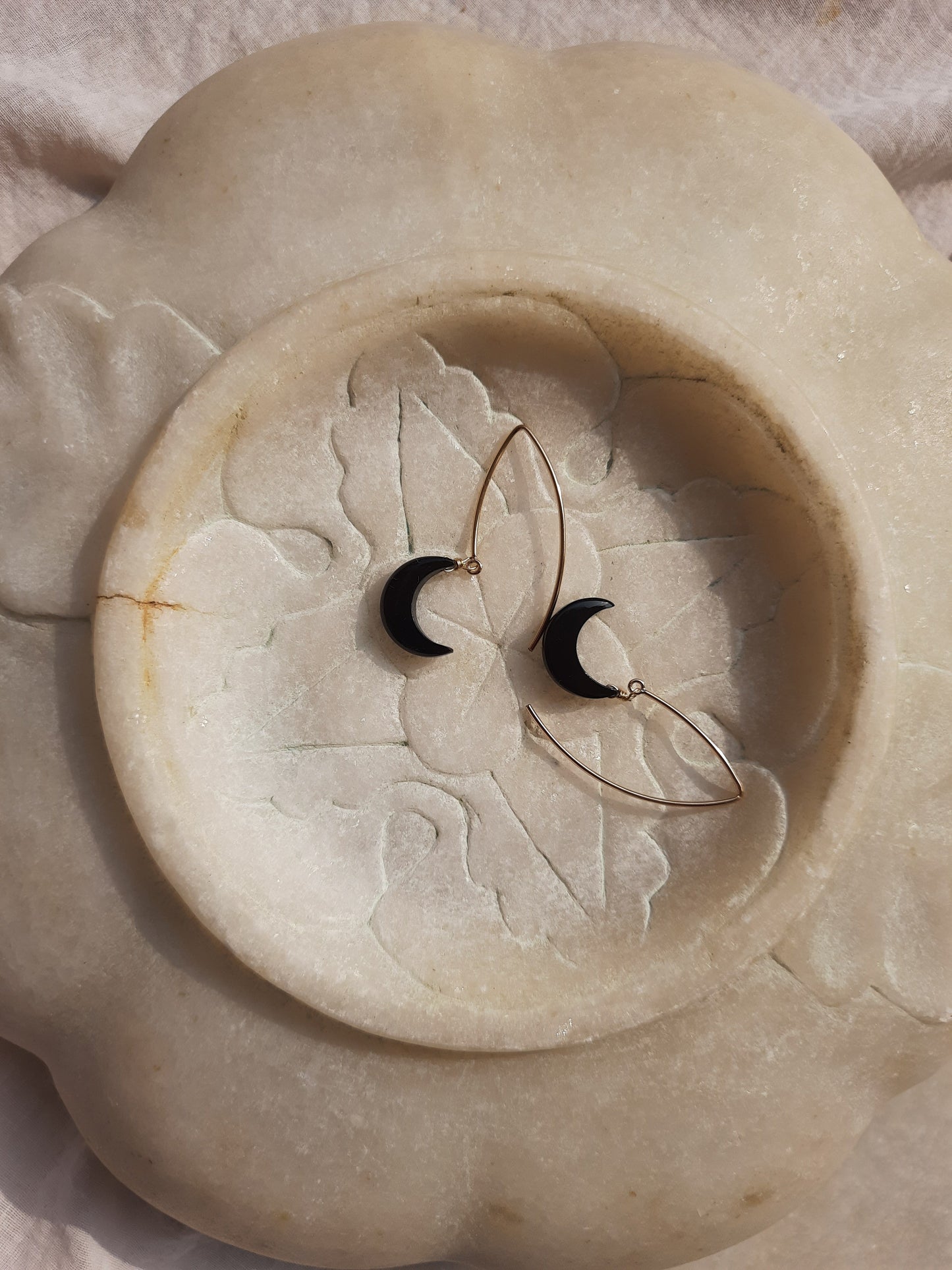 asika - Black Onyx Luna Earrings