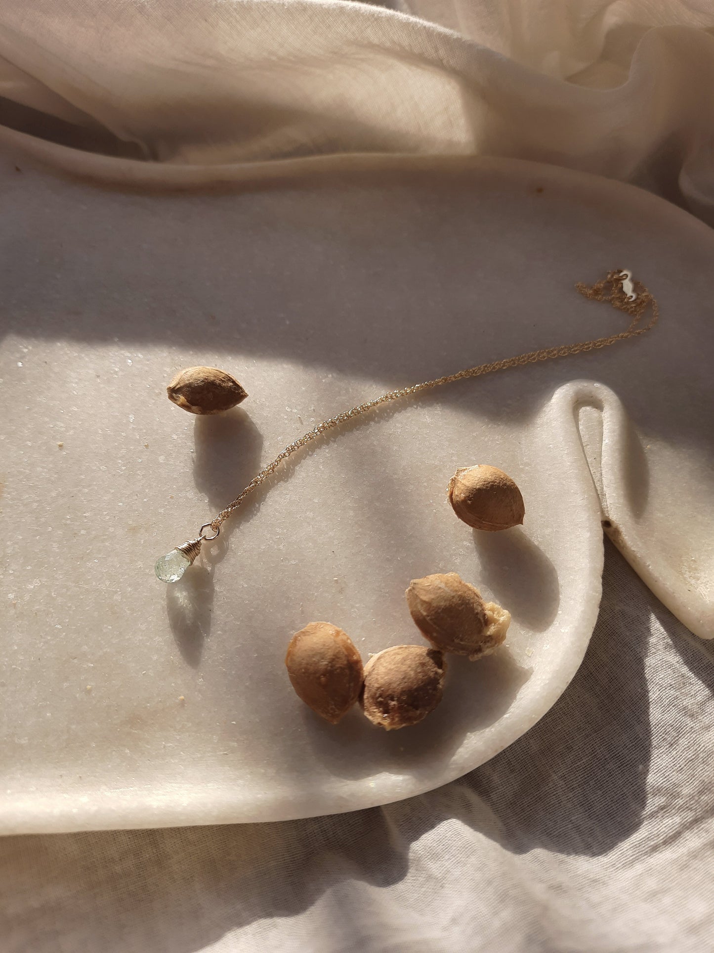 visno - Aquamarine Tear shaped Drop Pendant