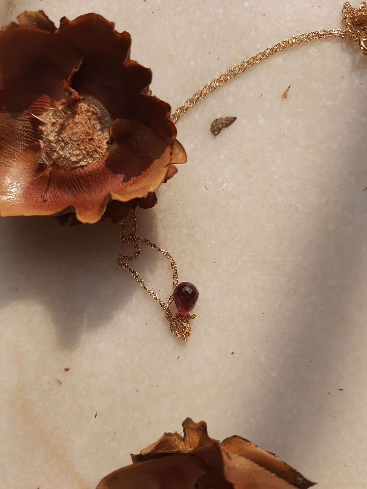 visno - Pink Tourmaline Tear shaped Drop Pendant