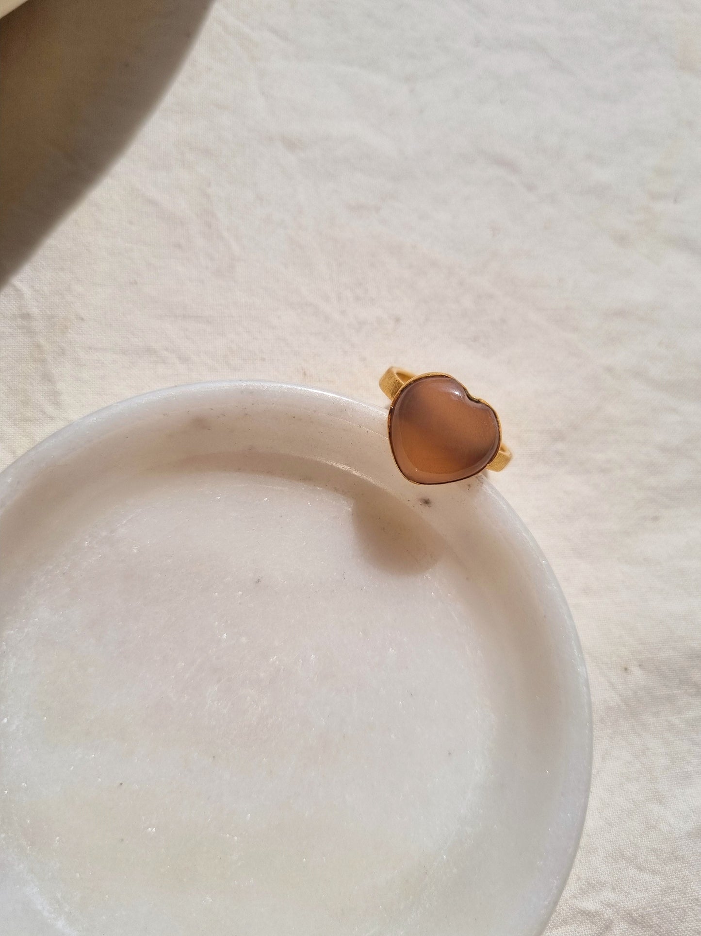 anava - Peach Moonstone Heart Ring