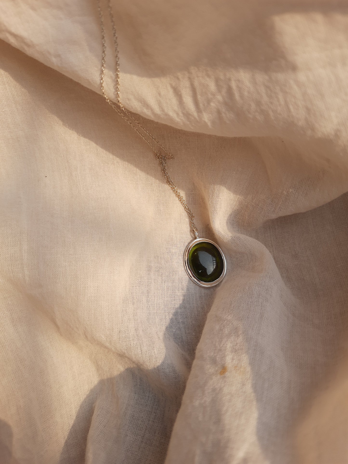 vana - Black Tourmaline Oval Pendant