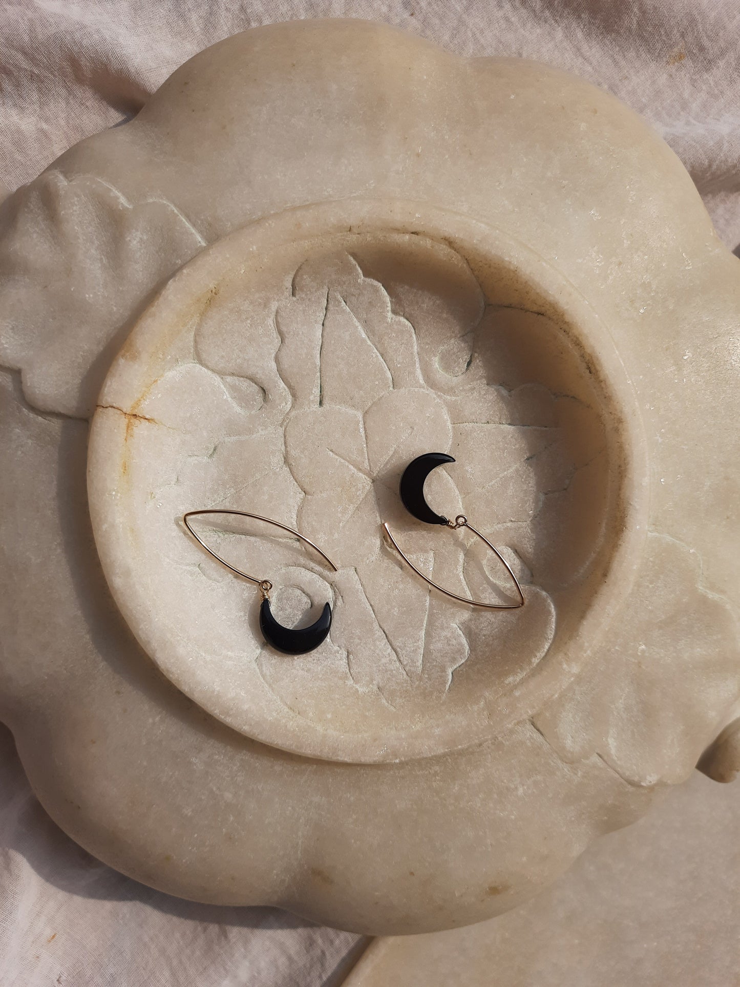 asika - Black Onyx Luna Earrings