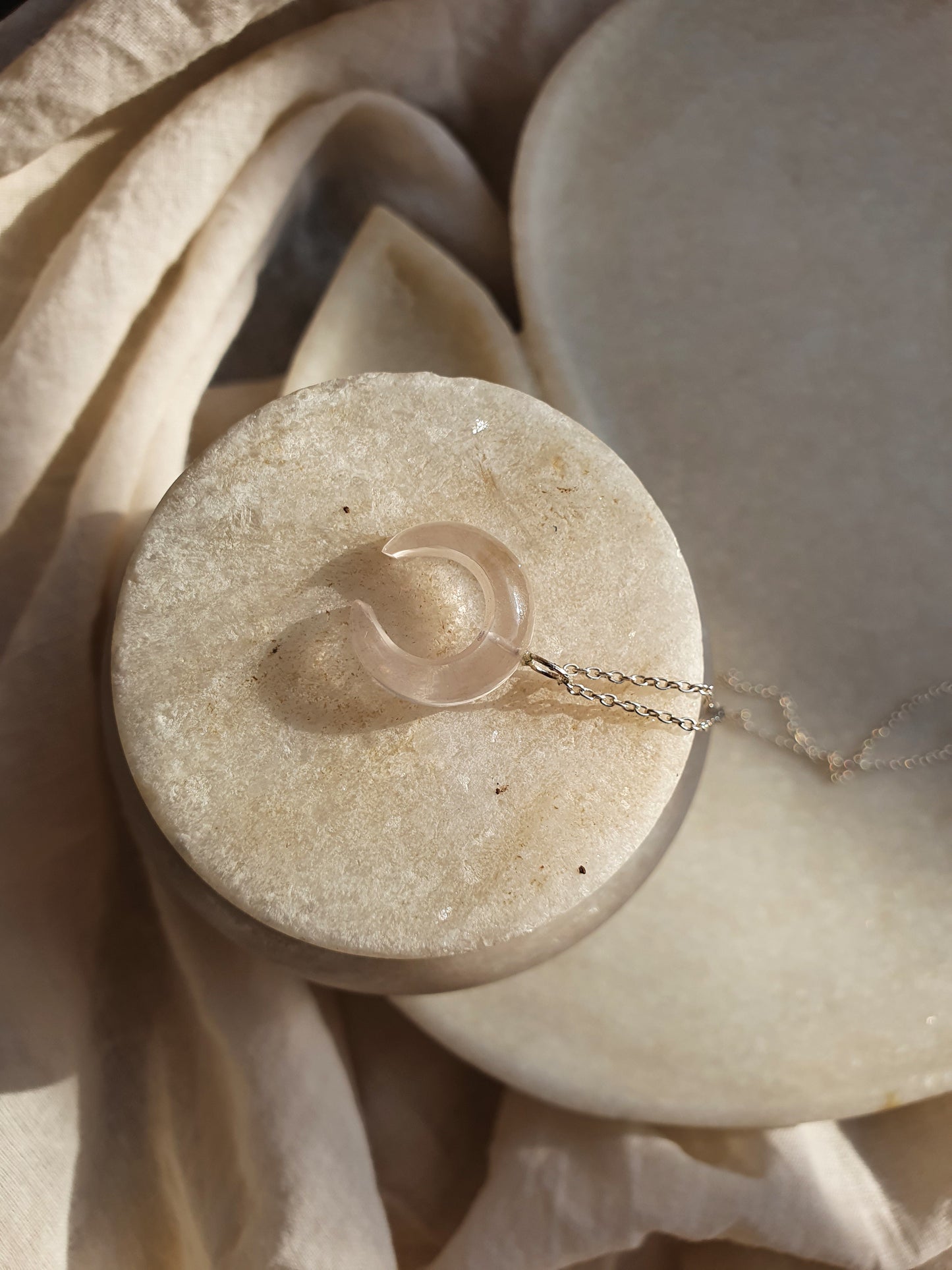 koka - Rose Quartz Crescent Pendant