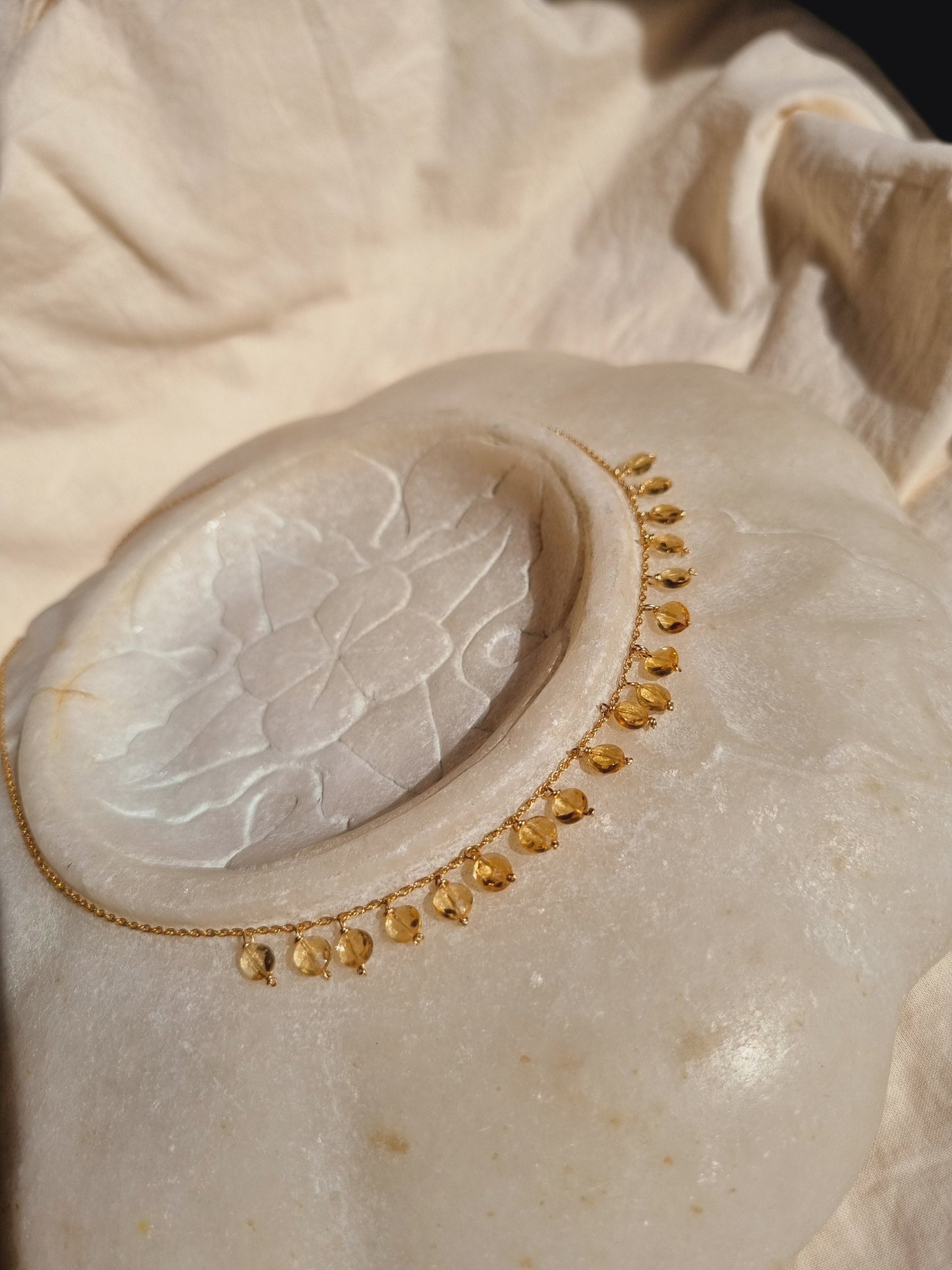 hrasva - Citrine Coin Choker