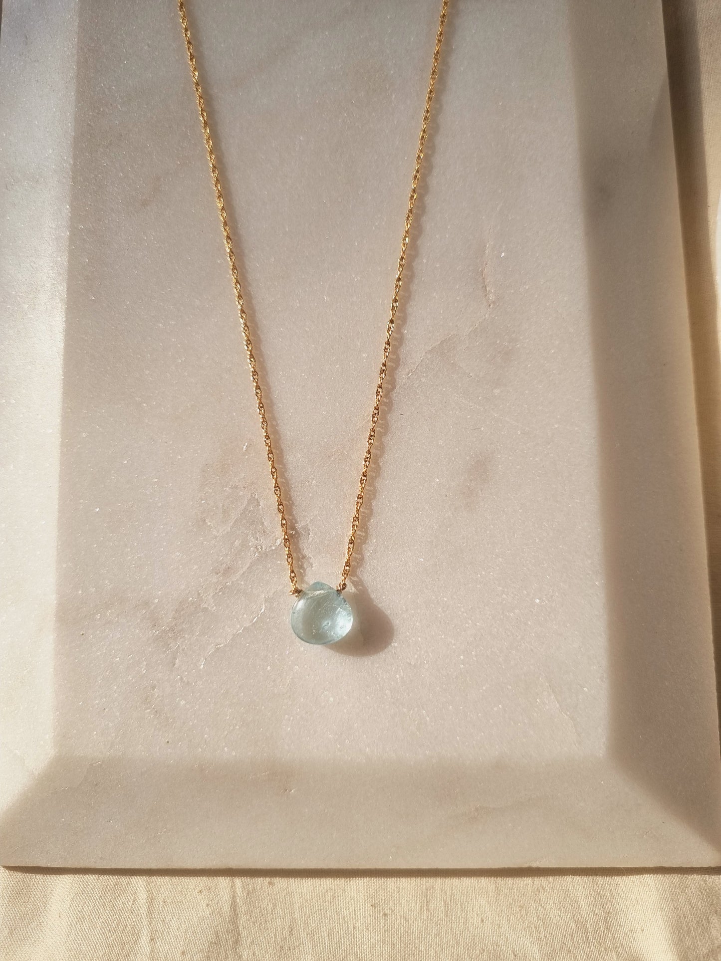 sete - Blue Aquamarine Heart Shaped Drop Pendant
