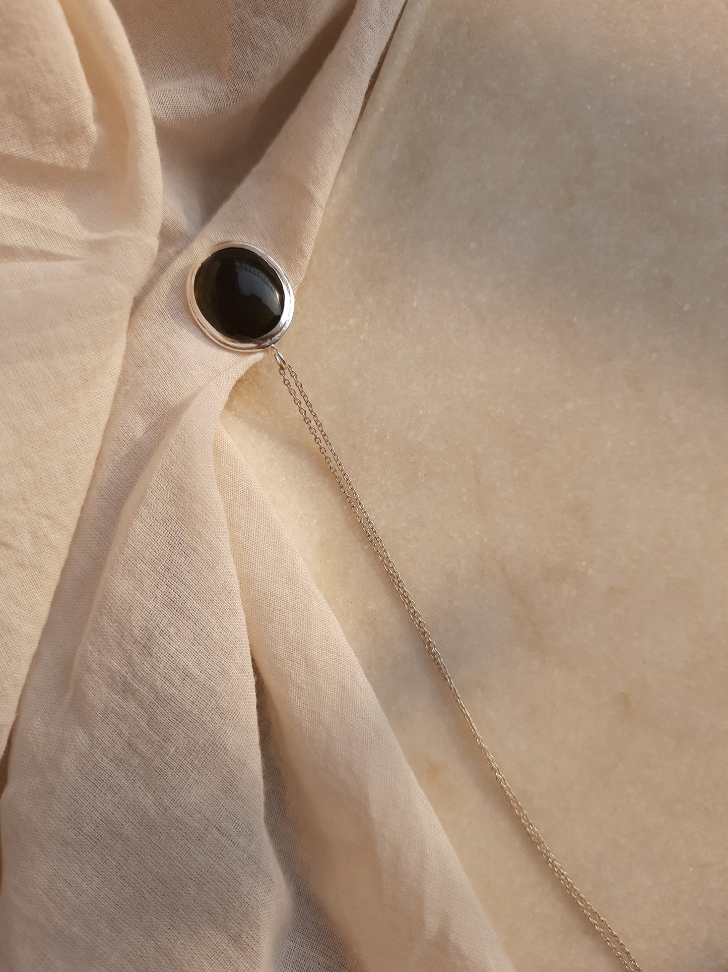 vana - Black Tourmaline Oval Pendant
