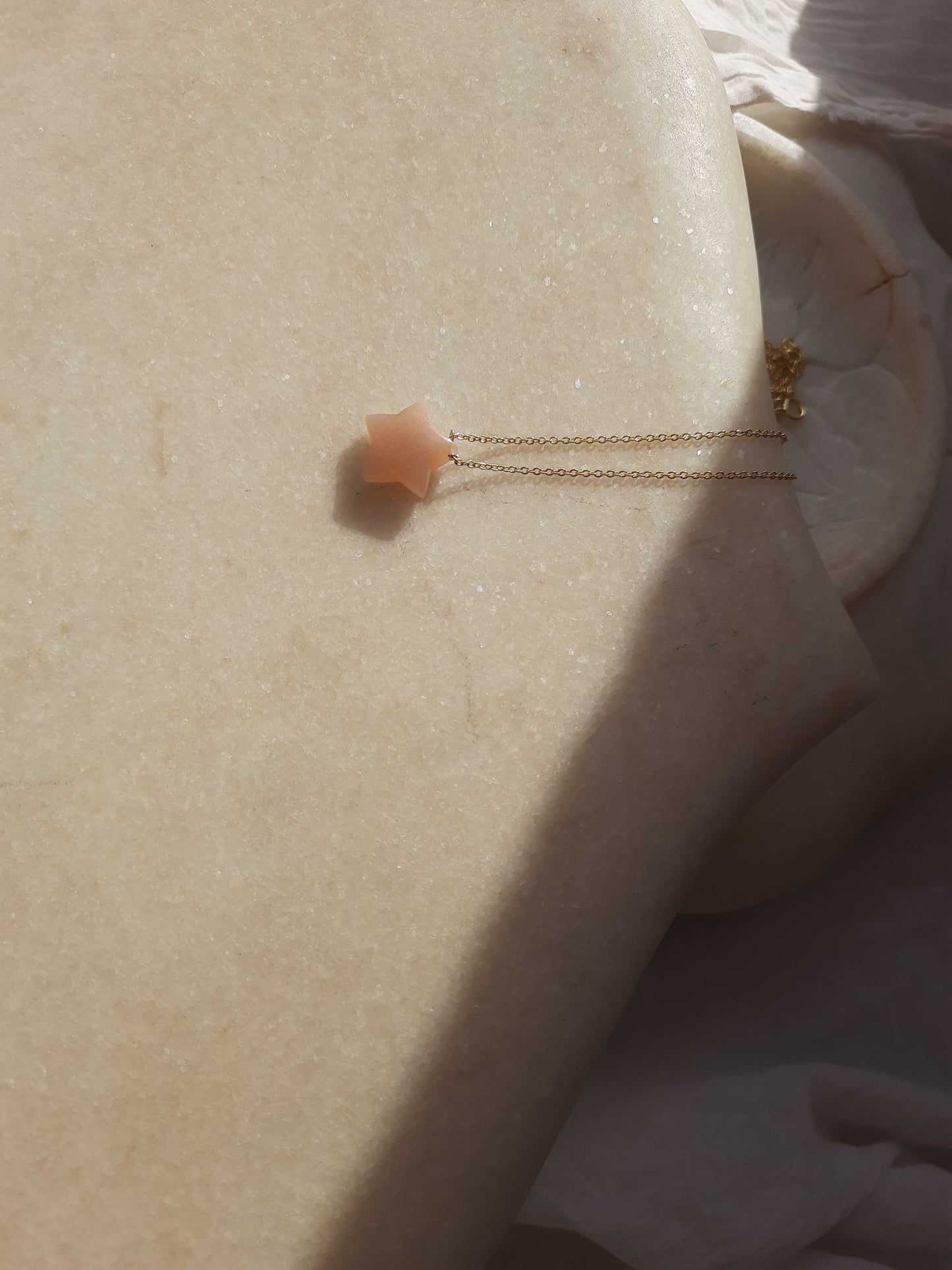 revati - Peach Moonstone Star Pendant