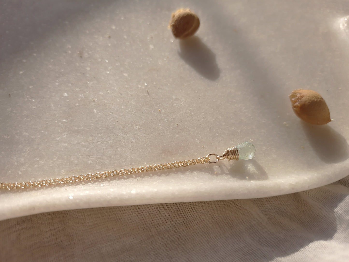 visno - Aquamarine Tear shaped Drop Pendant