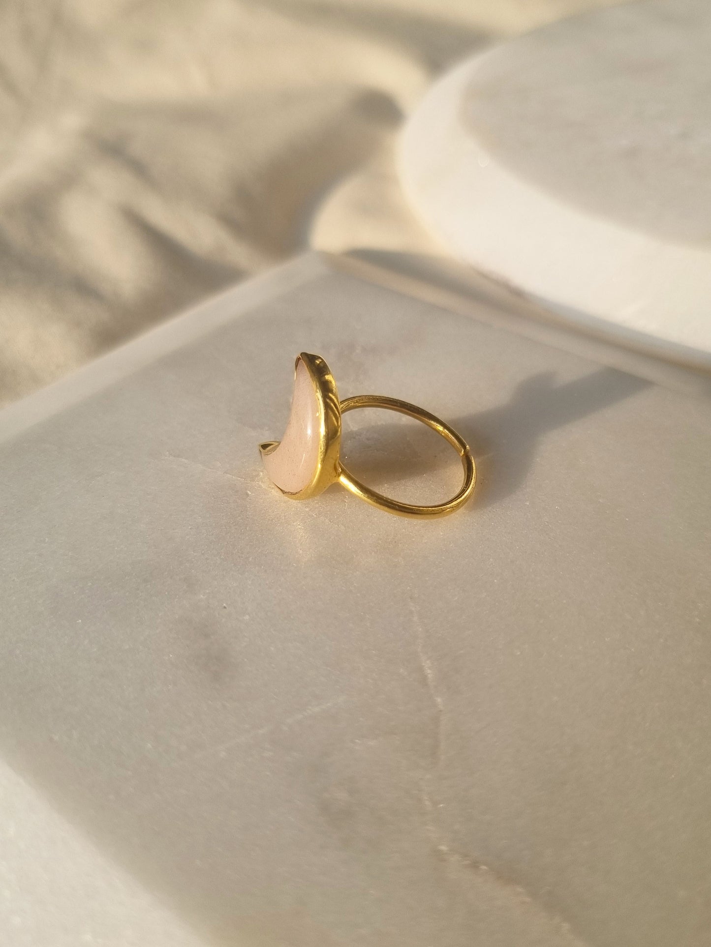 chandra - Peach Moonstone Luna Ring