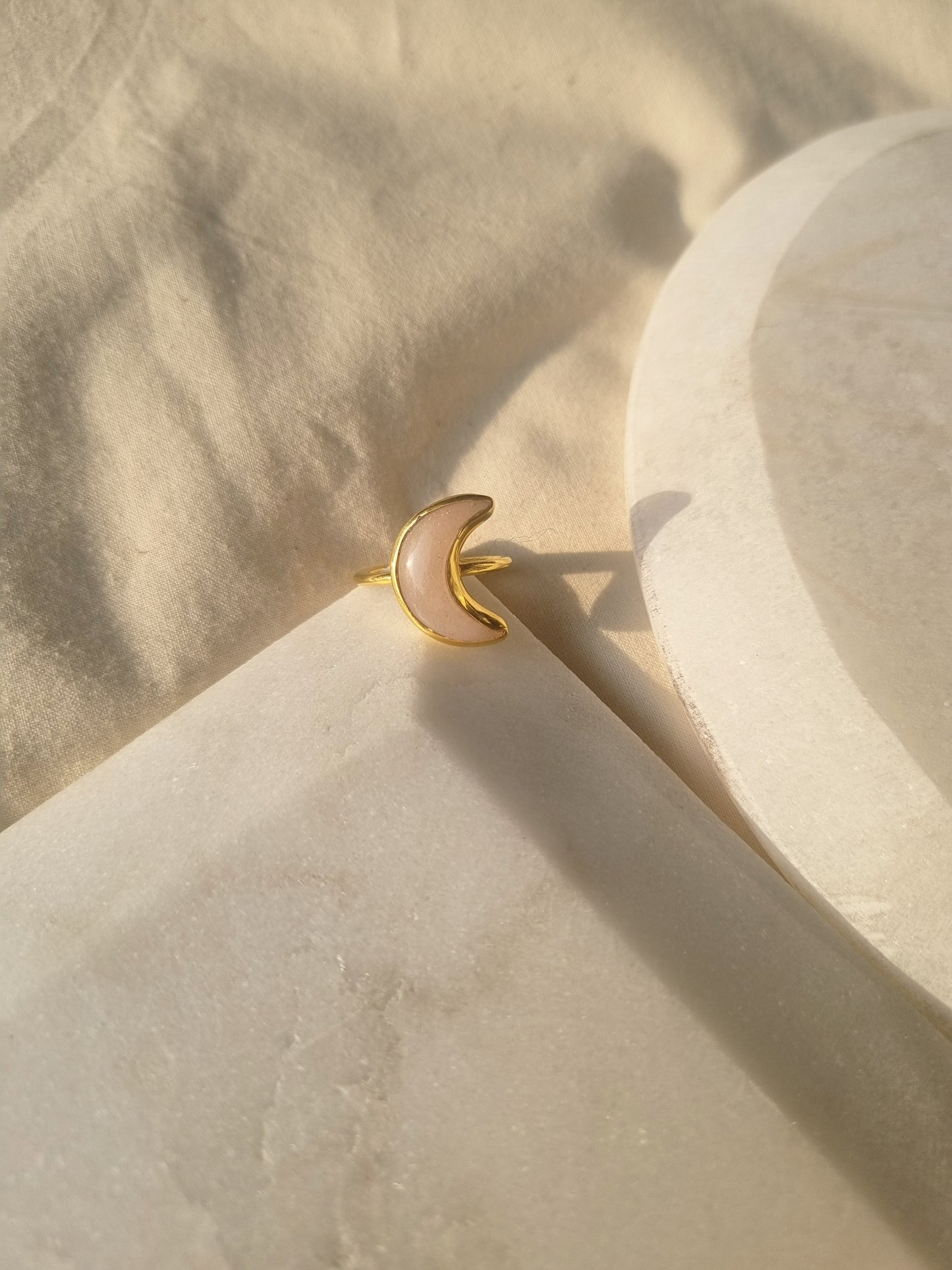 chandra - Peach Moonstone Luna Ring